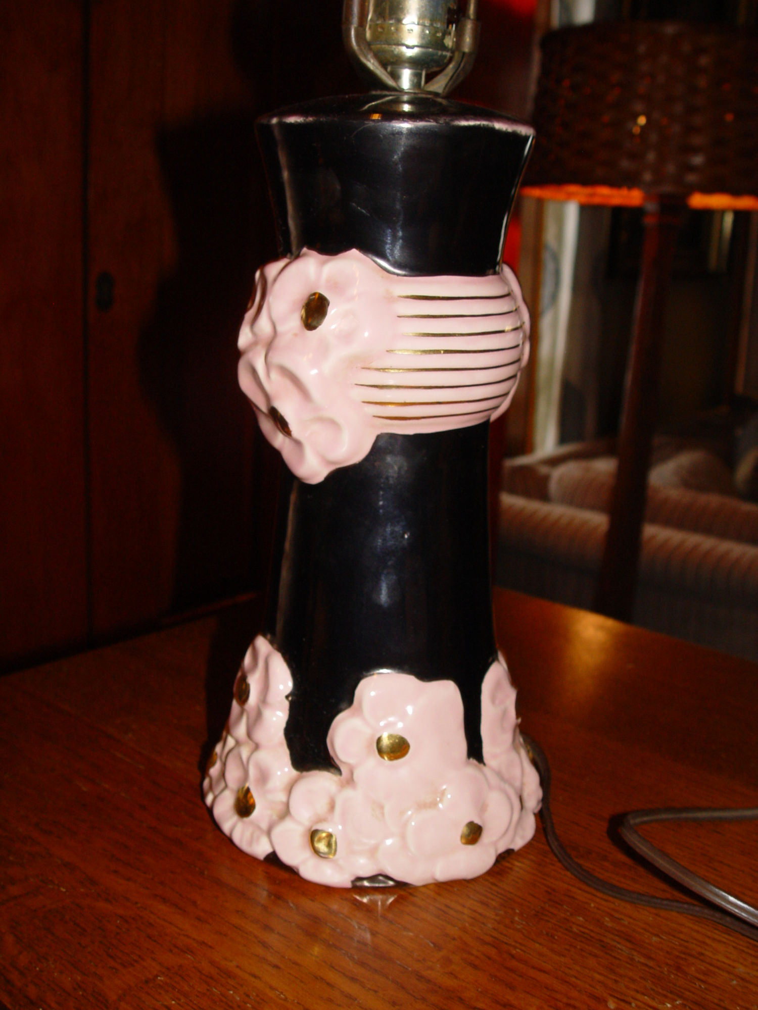 MCM Tropical Themed Fifties Pink and Black
                      Table Lamp