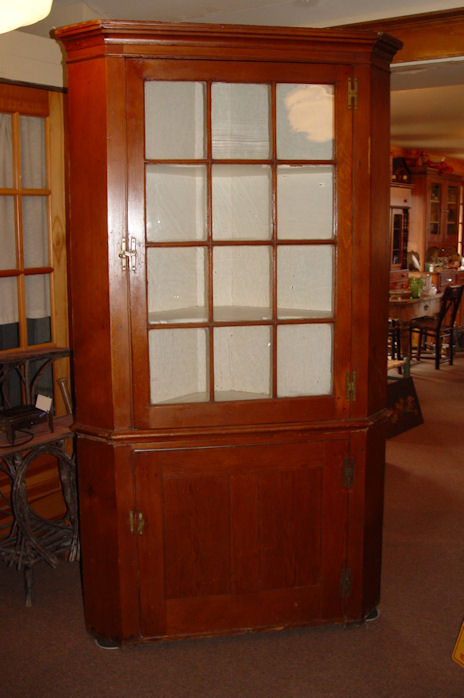 American Pine 12 Pane
Corner Cupboard, Mid 19th c.