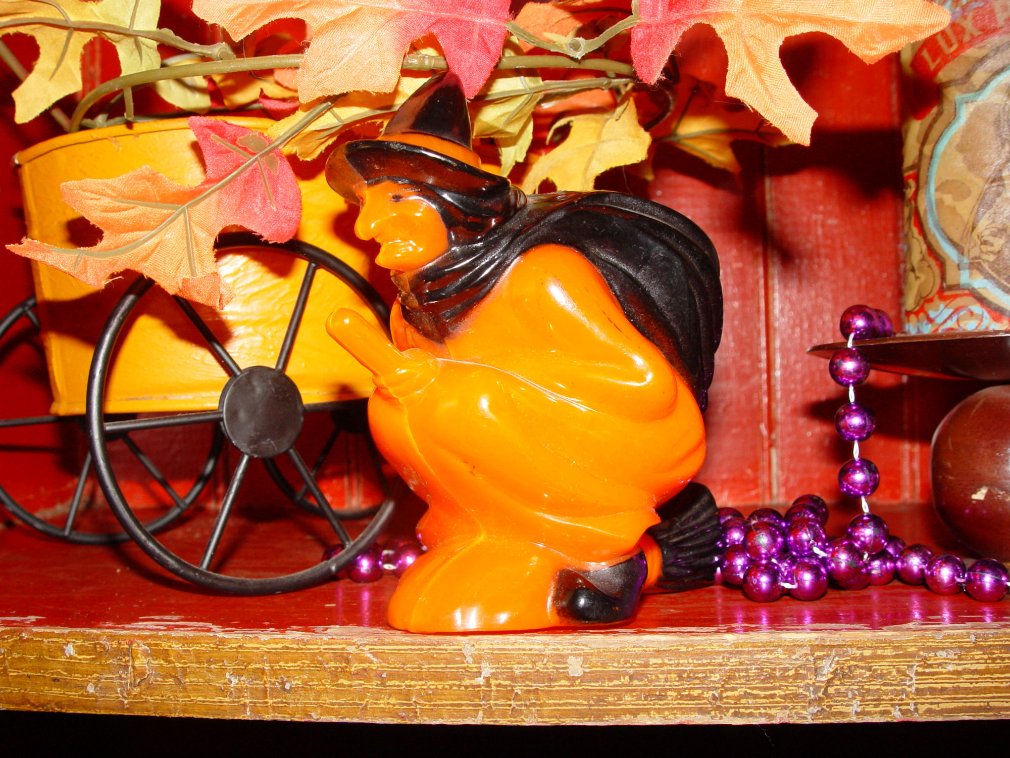 1950s Rosbro Halloween
Witch On Broom, Orange and
Black