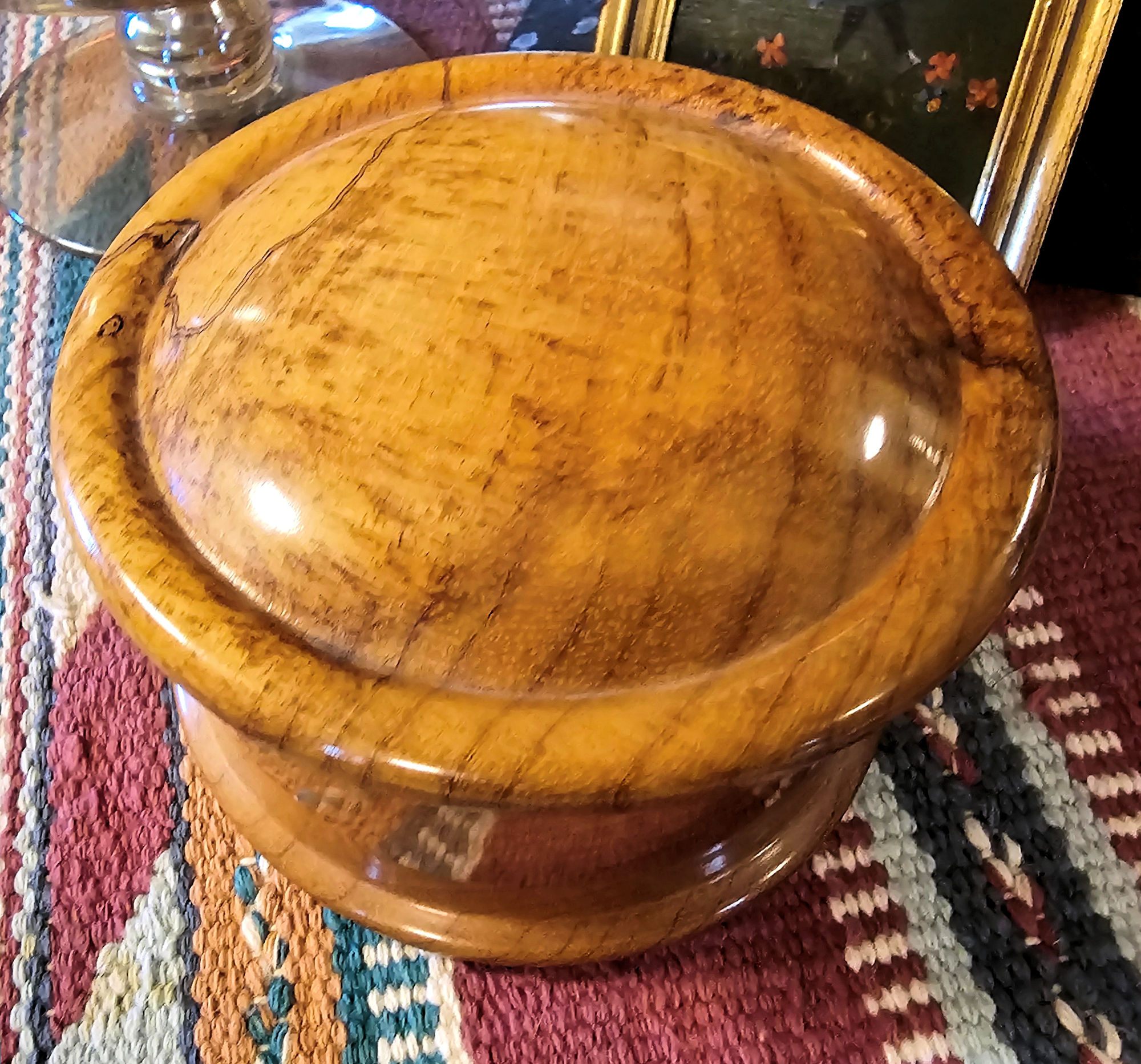 Vintage Hand Carved Birch Burl Wood Wooden Lidded
Bowl 1930s-40s