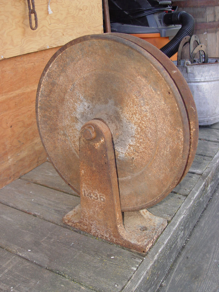 19"
                        Huge Iron Pulley with Floor Mount; Rustic,
                        Nautical, Steampunk, Cabin, Industrial
