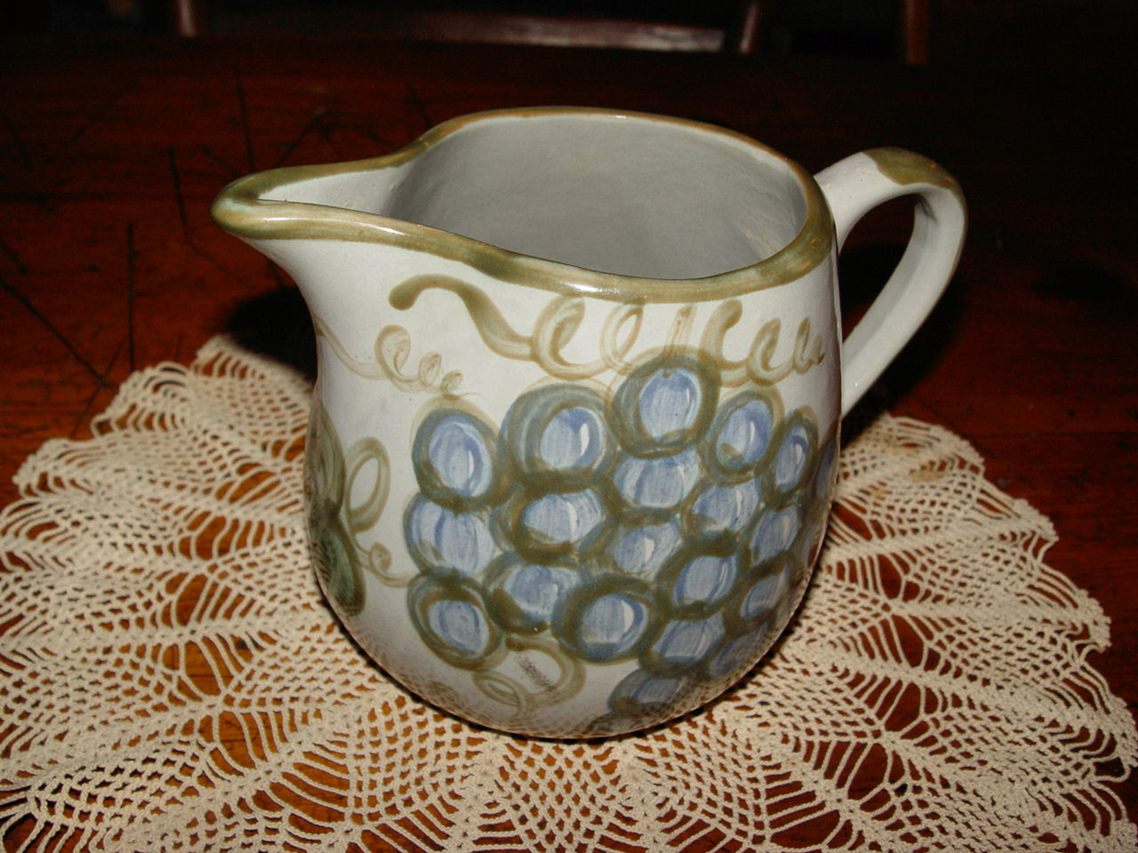 Louisville Stoneware Blue /
                                        Green Grapes Milk Pitcher