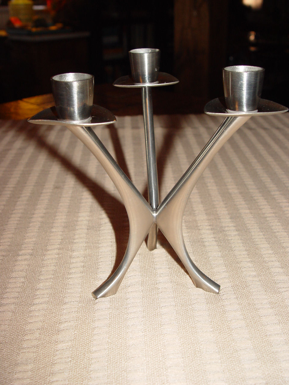 Scandinavian Mid-Century
                                        Brodrene Mylius 1960's Pewter
                                        Triple Candle Holder