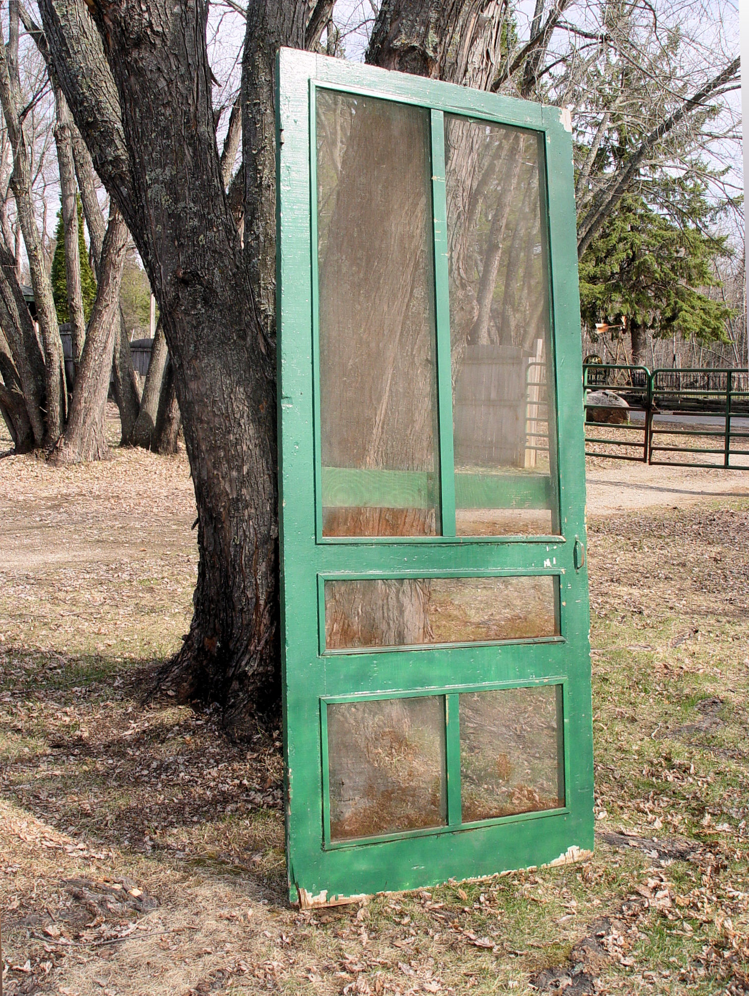 Vintage
                        Green Painted Wooden Mortised Screen Door