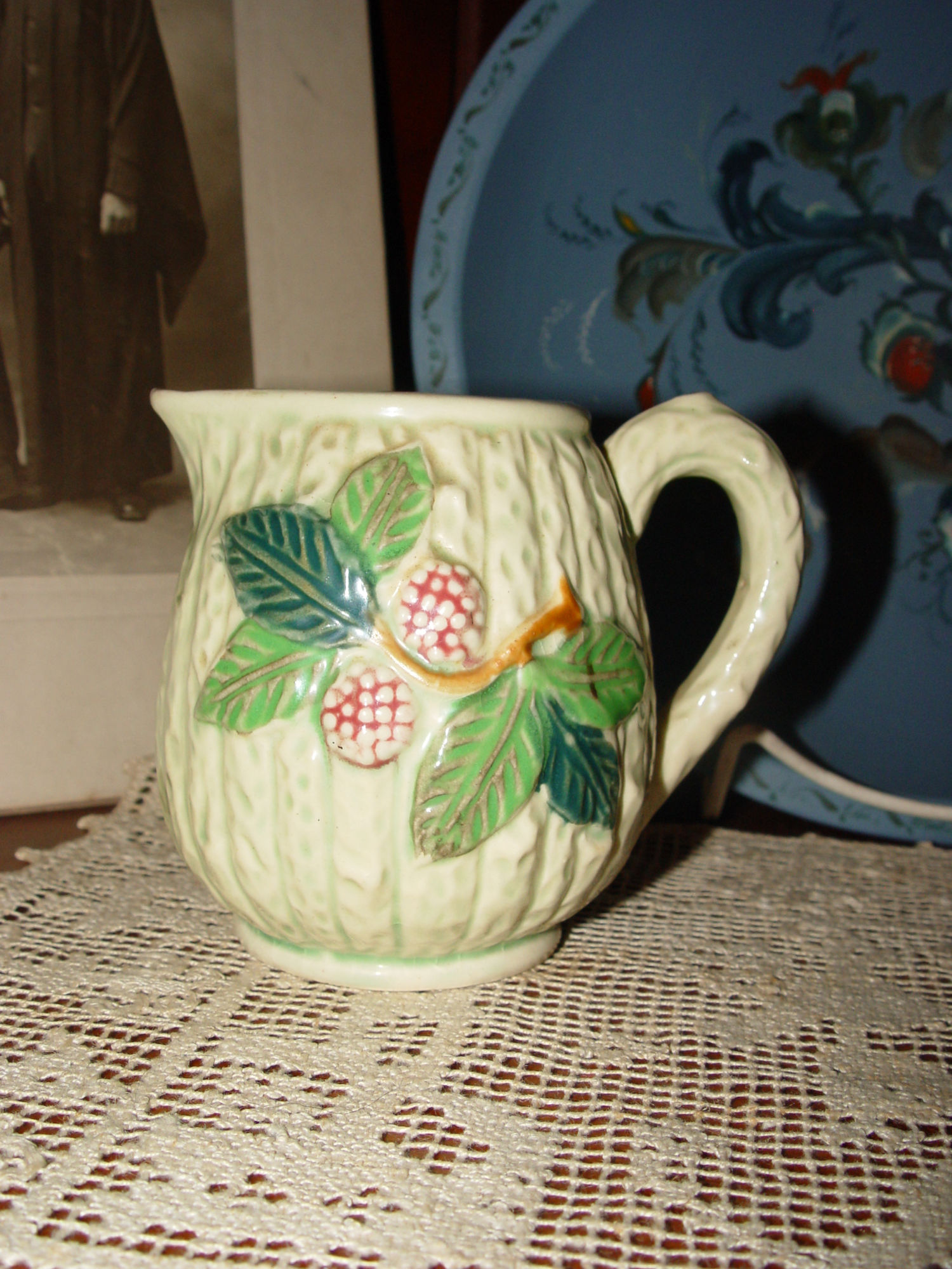 20th Century Japanese
                                        Majolica Strawberries Pottery
                                        Creamer Pitcher