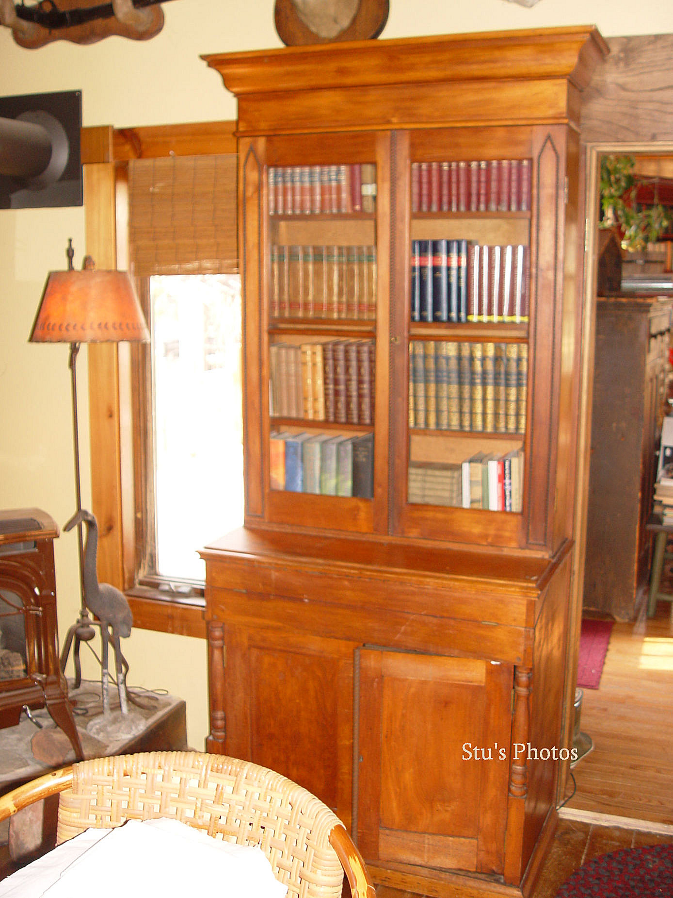19th c. Federal Styled
                                        Cherry Lift Top Desk, Bookcase,
                                        Secretary
