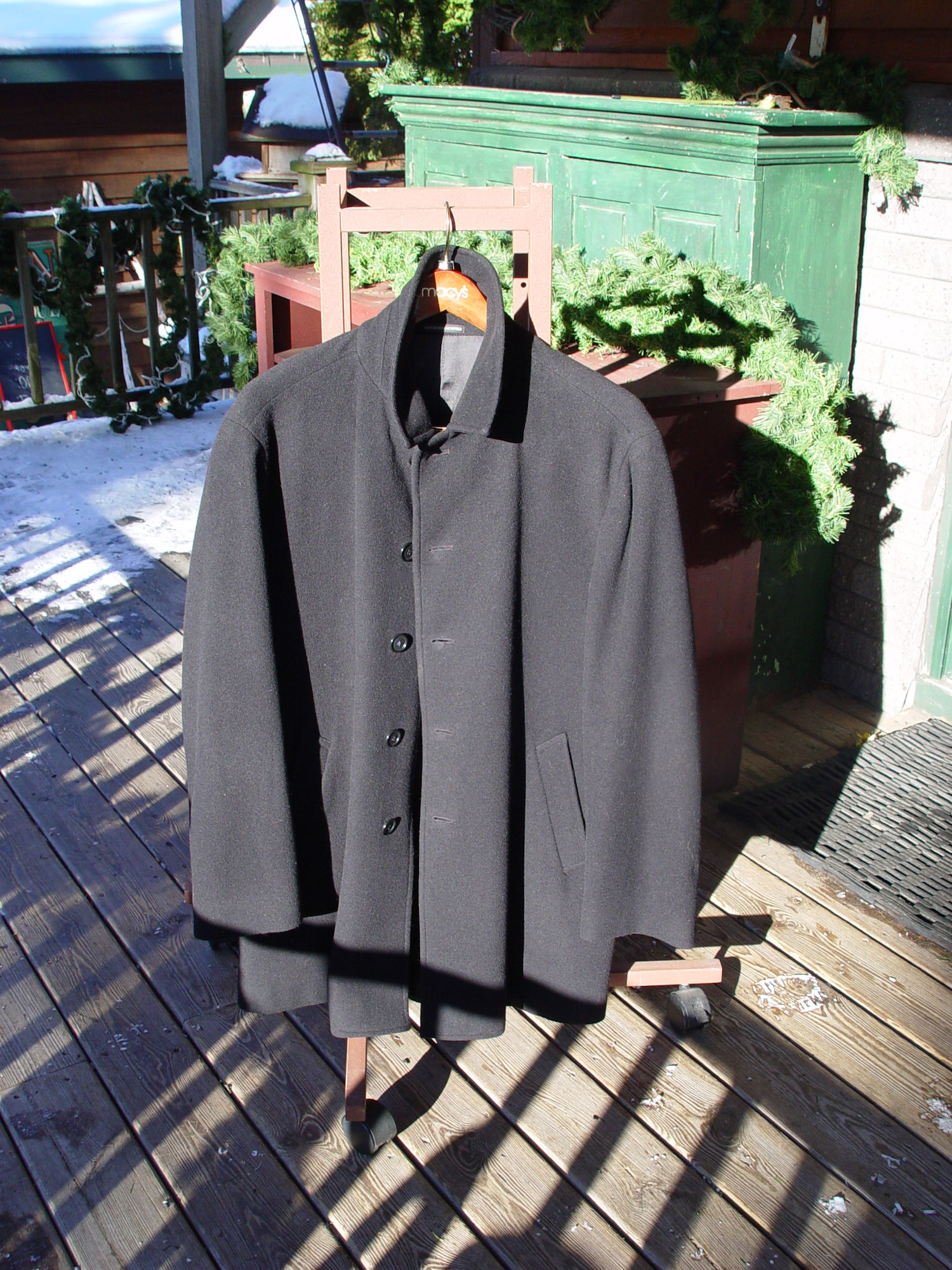 LONDON FOG Black Mid-Length Peacoat Styled
                        Jacket Men's L40