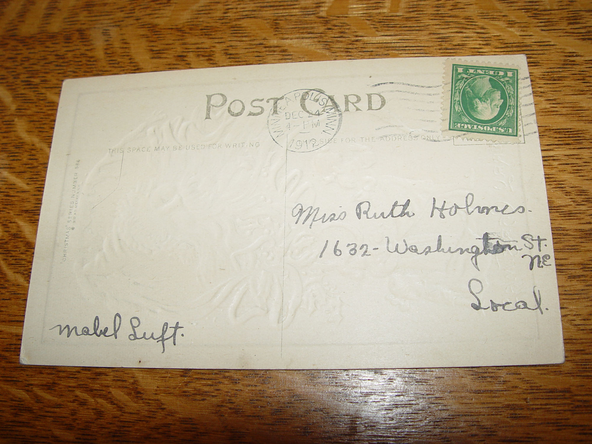 A Merry Christmas 1910 Meeker Postcard; Santa's
                Watching