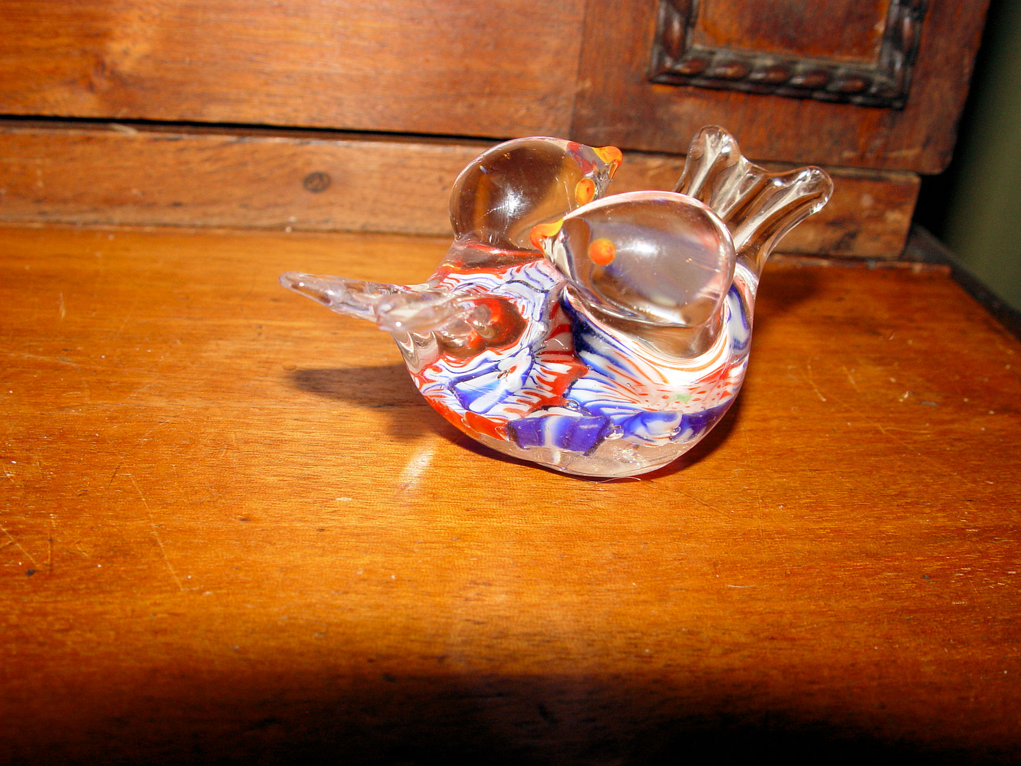 Vintage
                                        Millefiori Murano Art Glass Love
                                        Birds Paperweight