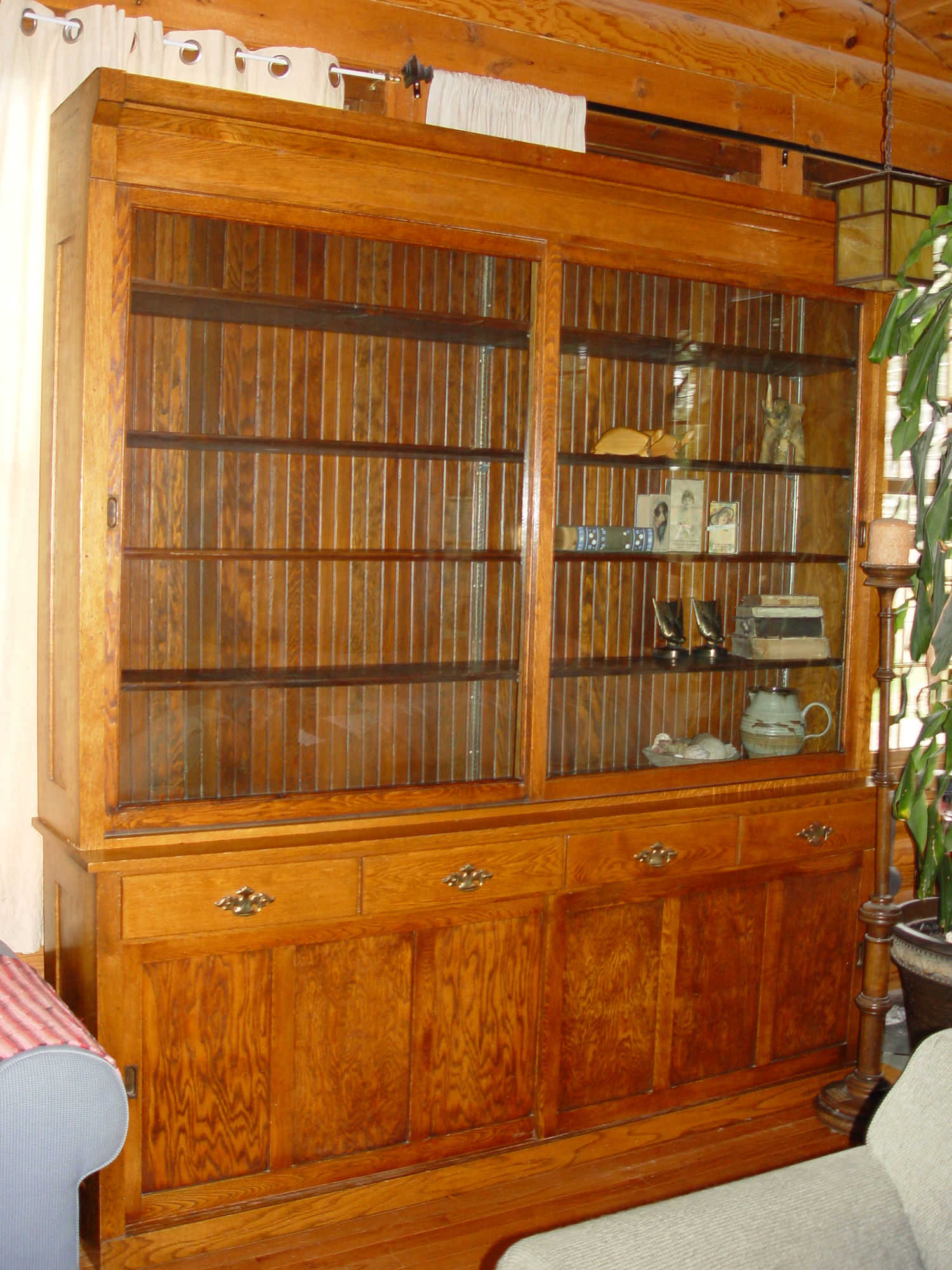 Large Oak Mercantile
                                        Pharmacy Cabinet Circa 1890s