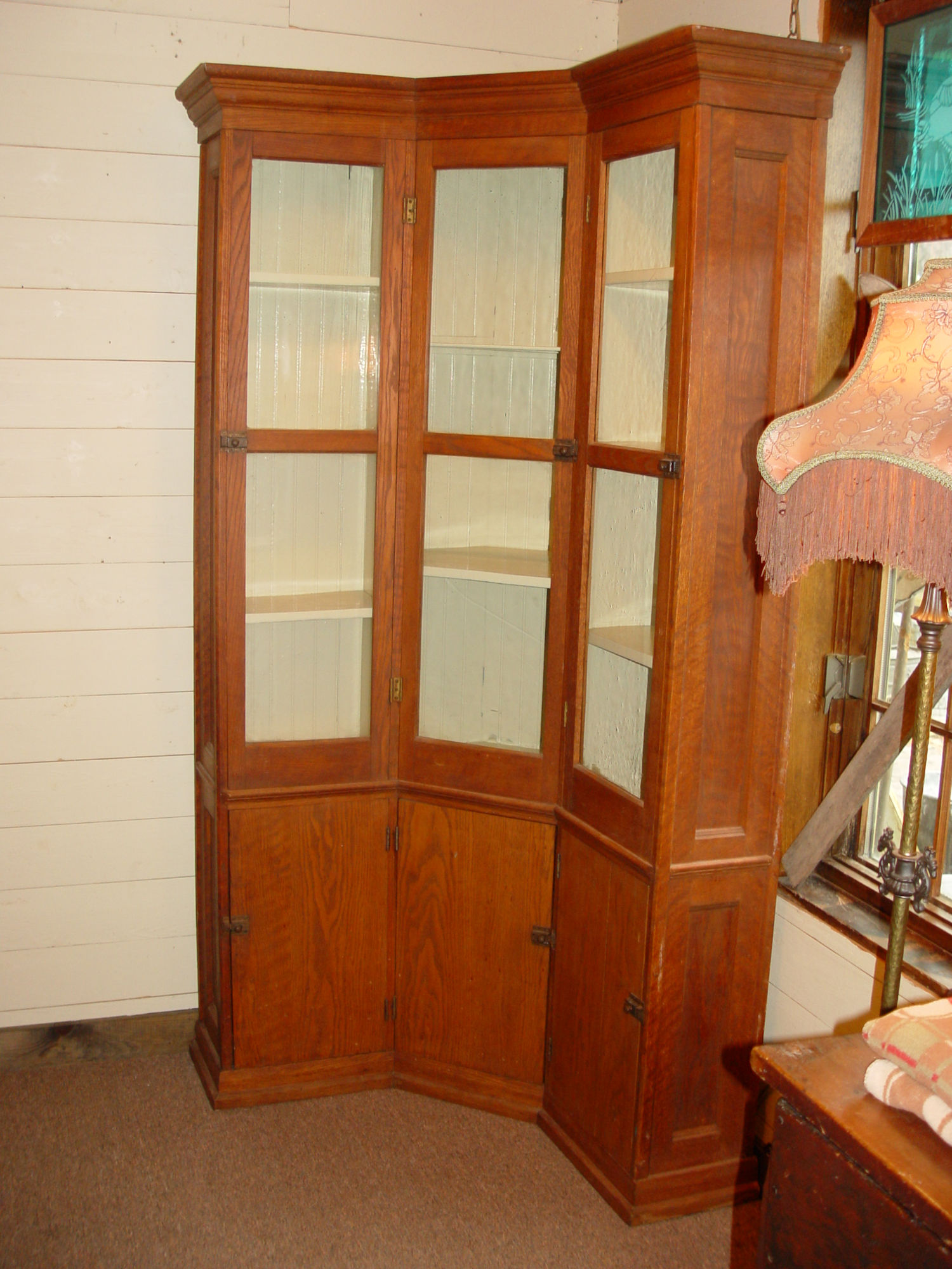 Unique 19th
                        c. Oak Angled Corner Cabinet