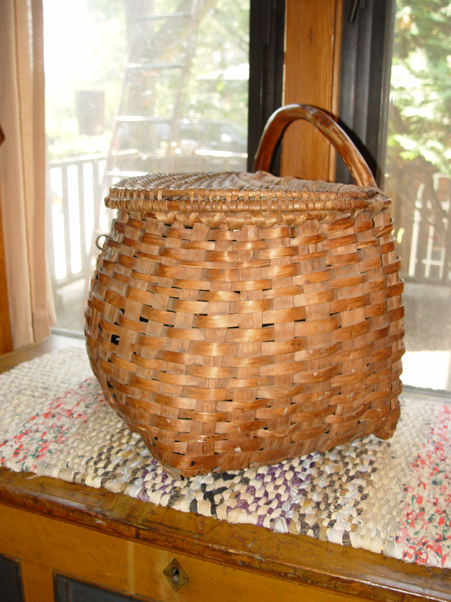 Large mid
                        19th c. Primitive Creel Styled Basket