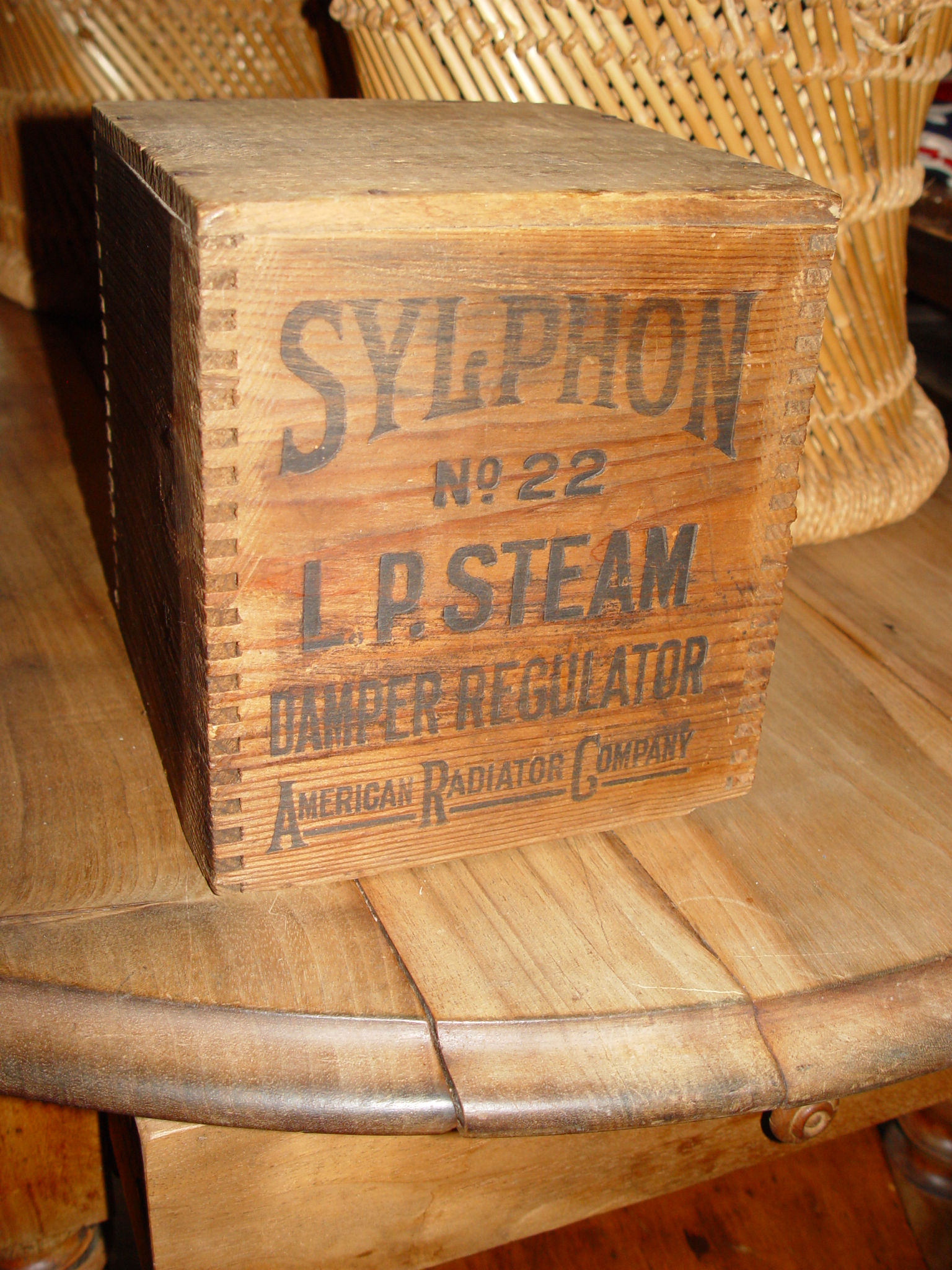 Wooden
                        Primitive Advertising Crate American Radiator
                        Co. L.P. Steam