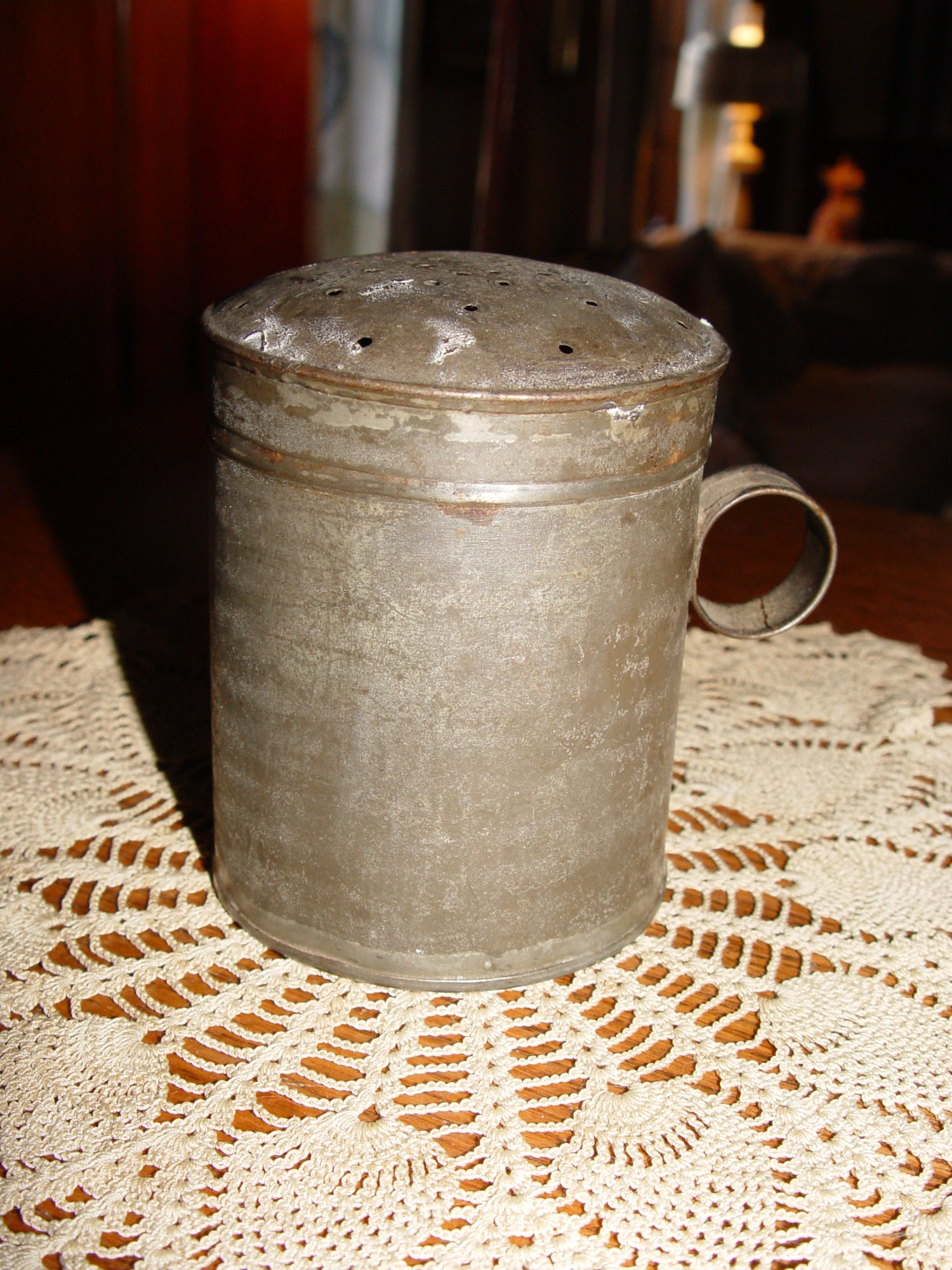 19th c.
                        tinware handmade shaker