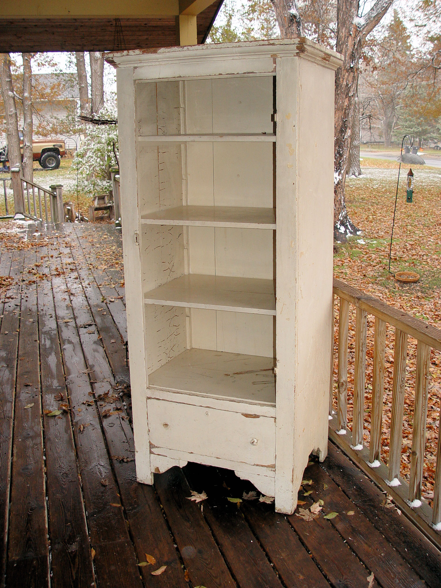 Primitive Late 19th C
                                        Chimney Cabinet Orig. White
                                        Chippy Paint