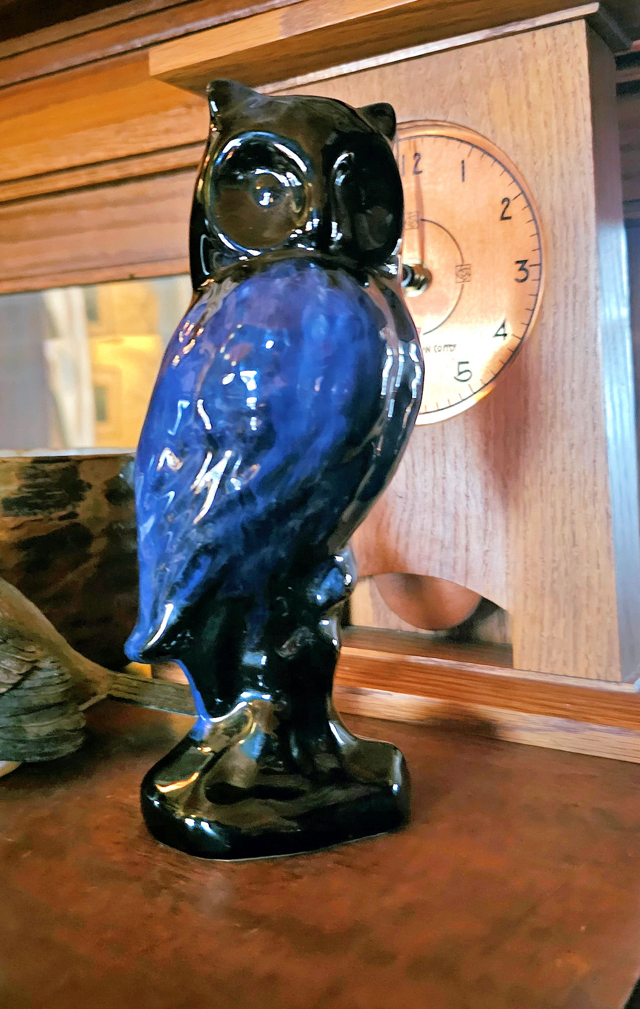 Vintage
                                        Mid-Century Pottery Barn Owl
                                        Figurine, Blue Drip Glaze
                                        Redware