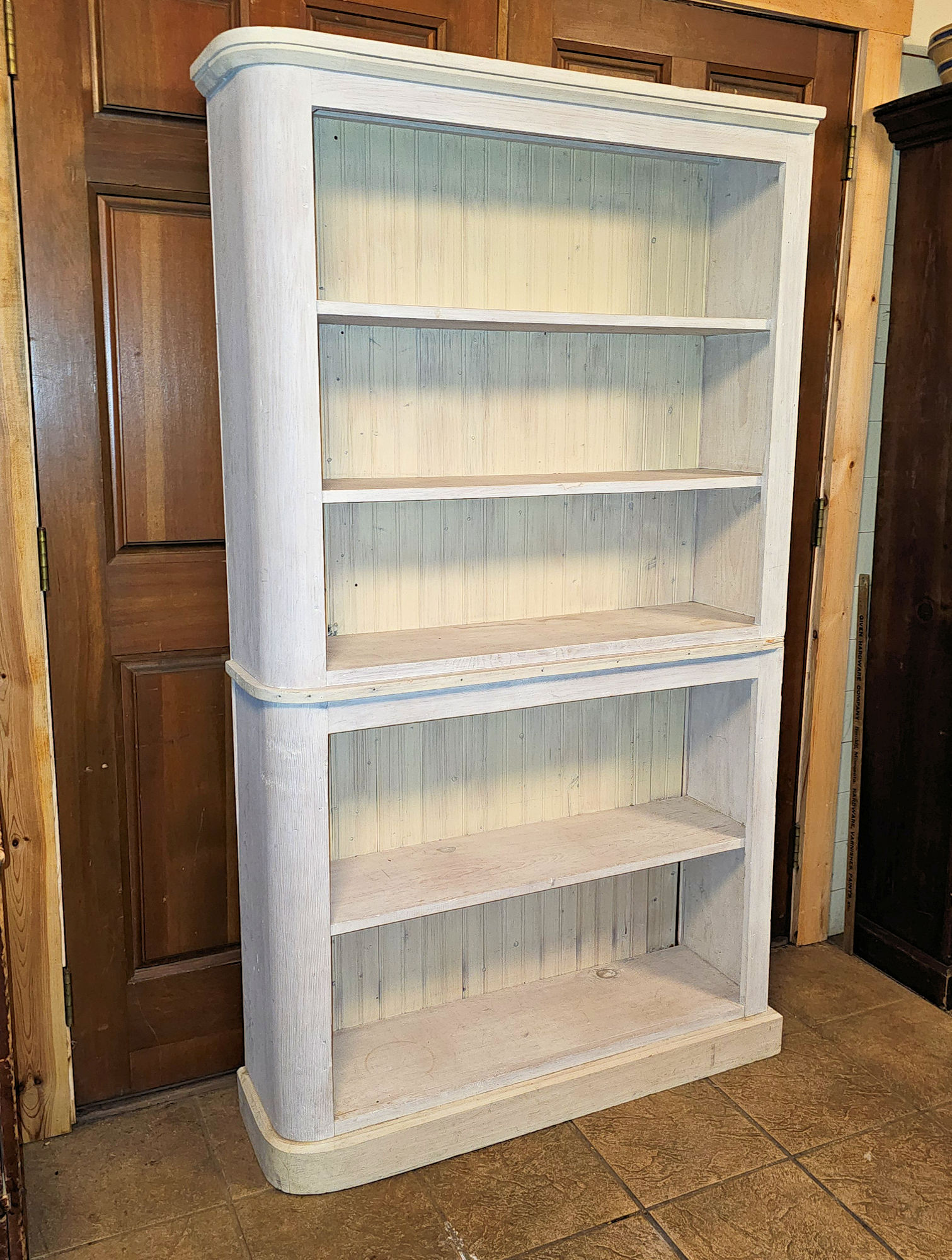 1930s Pine Painted Art Deco
                                        Built-In Bookcase