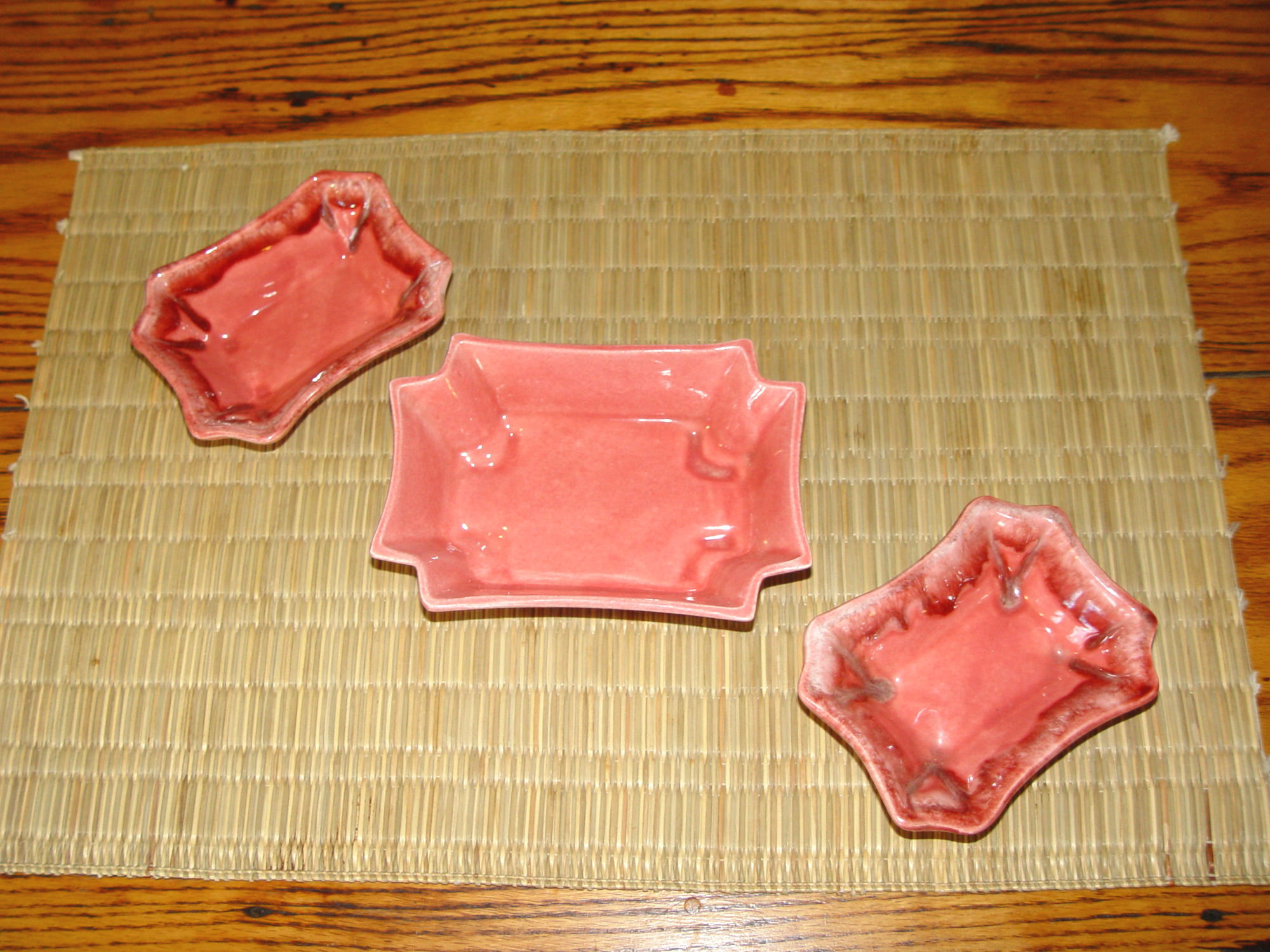 Mid Century
                                        California Pottery Pink Trinket
                                        Tray Set