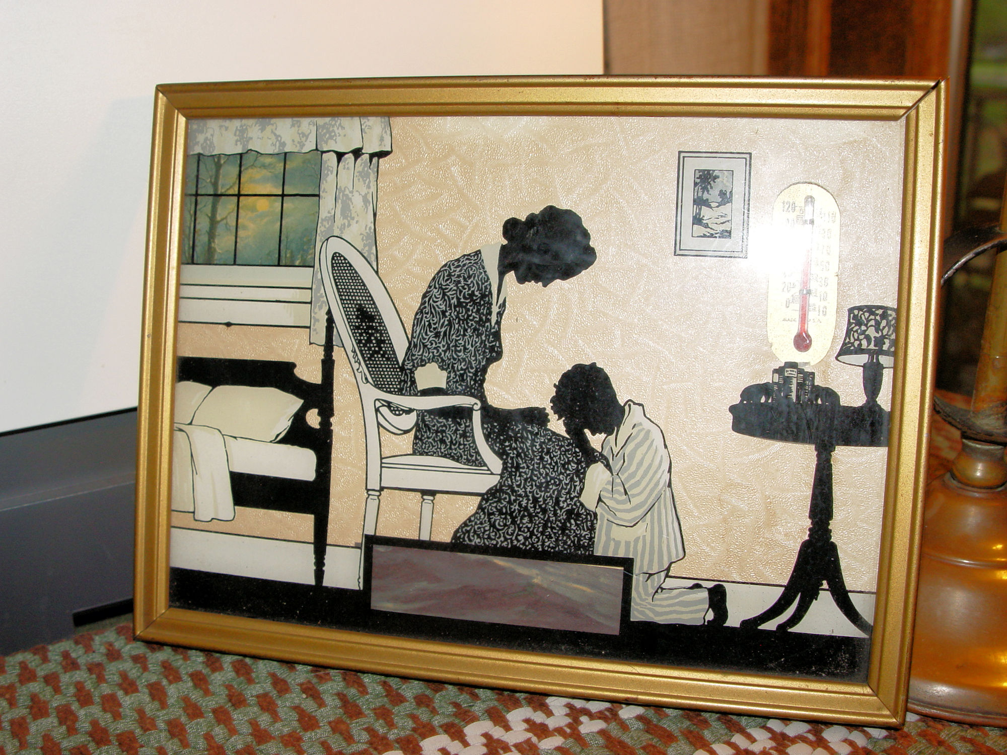 Bedtime PRAYERS with Mom Framed Reverse Painted
                Silhouette w/ Thermometer