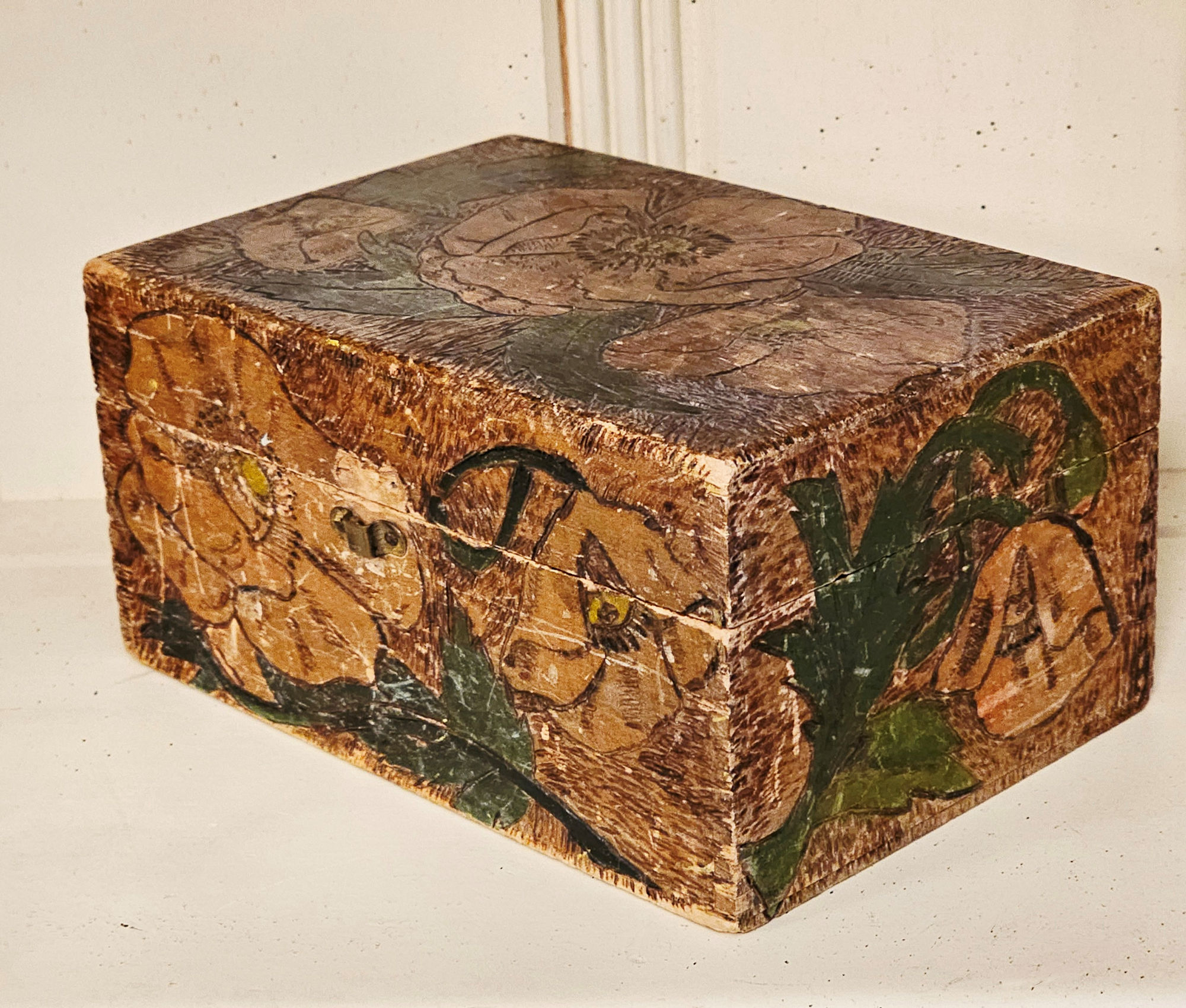 Flemish Art
                        Co. NY Pyrography Glove, Jewelry, Storage Box c.
                        1910