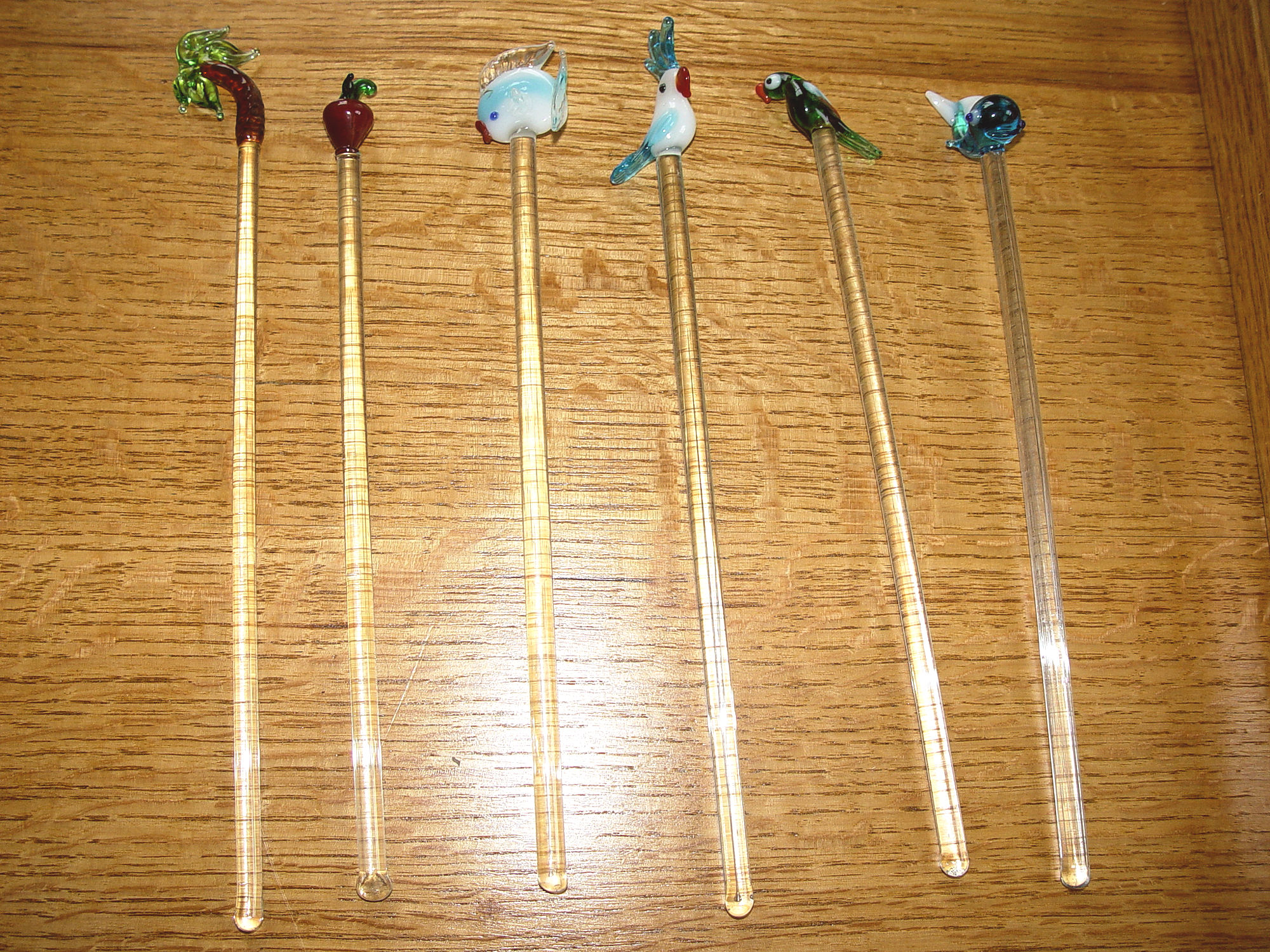 Delightful
                        Tropical Vintage Cocktail Glass-blown Swizzle
                        Sticks - Lot of Six