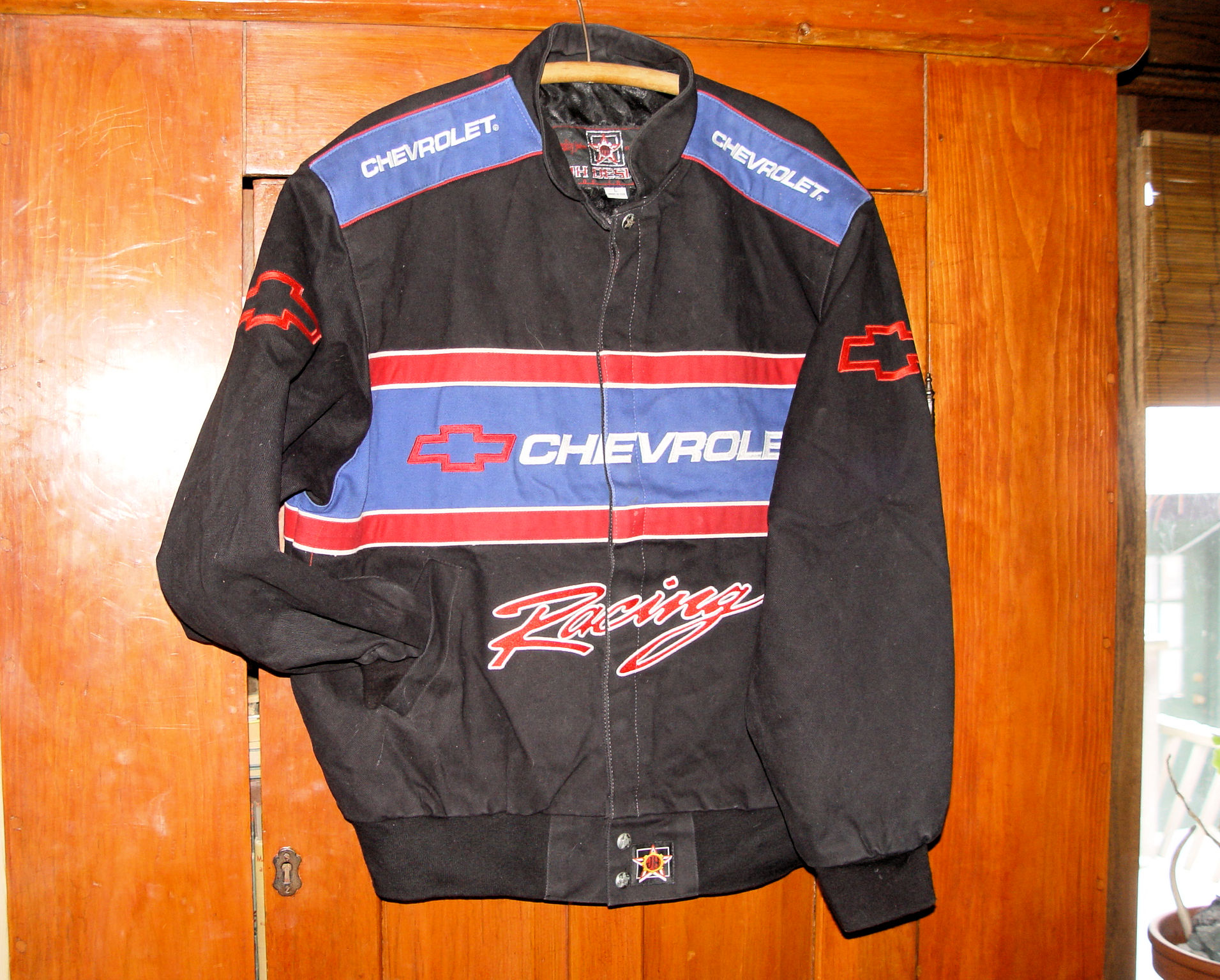 Vtg JH
                        Chevrolet Racing Jacket Mens L Black Red
                        Embroidered NASCAR Chevy 90's