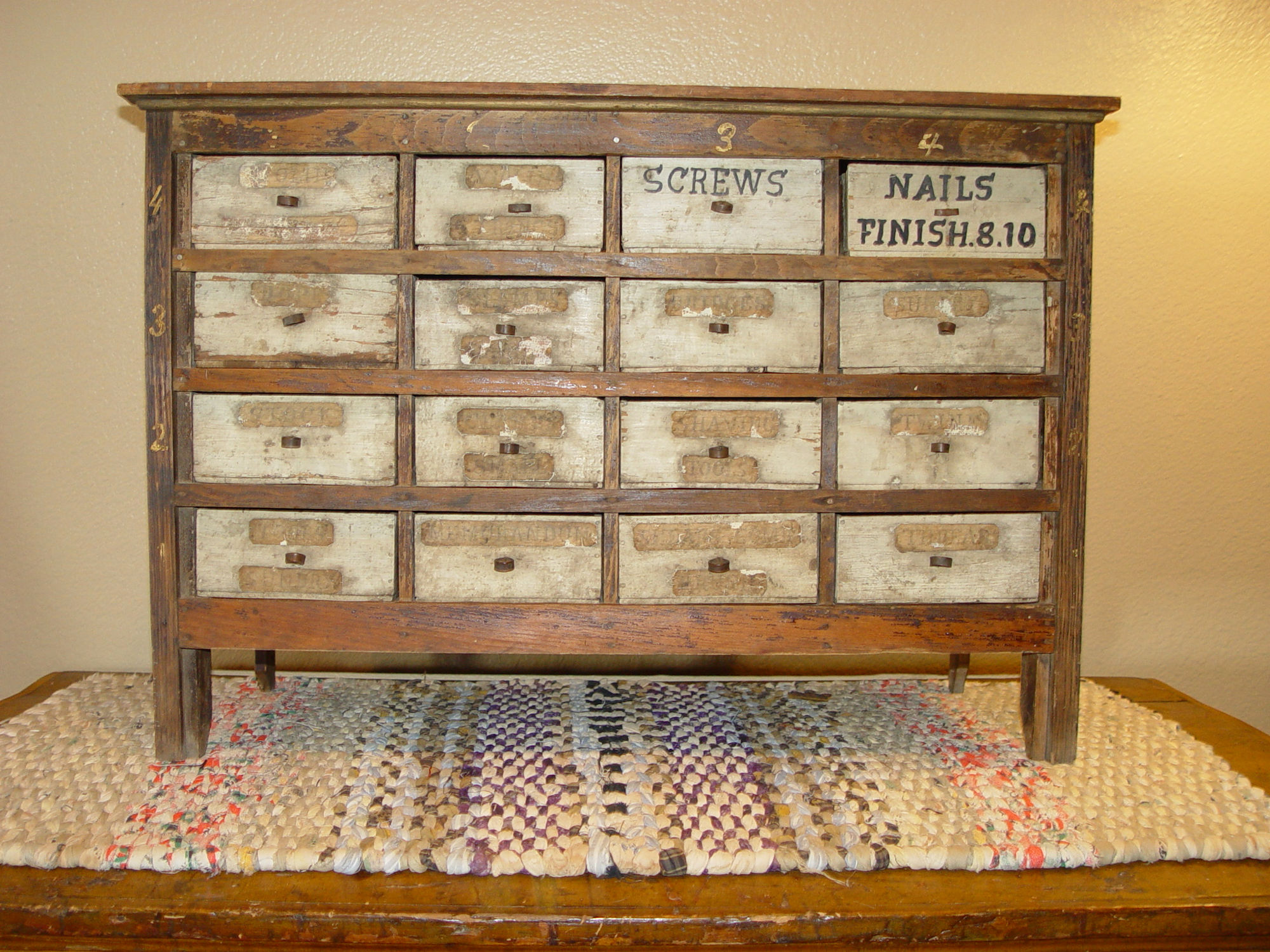 Primitive
                Old Barber Shop & General Store Drawer Cabinet
                1900s