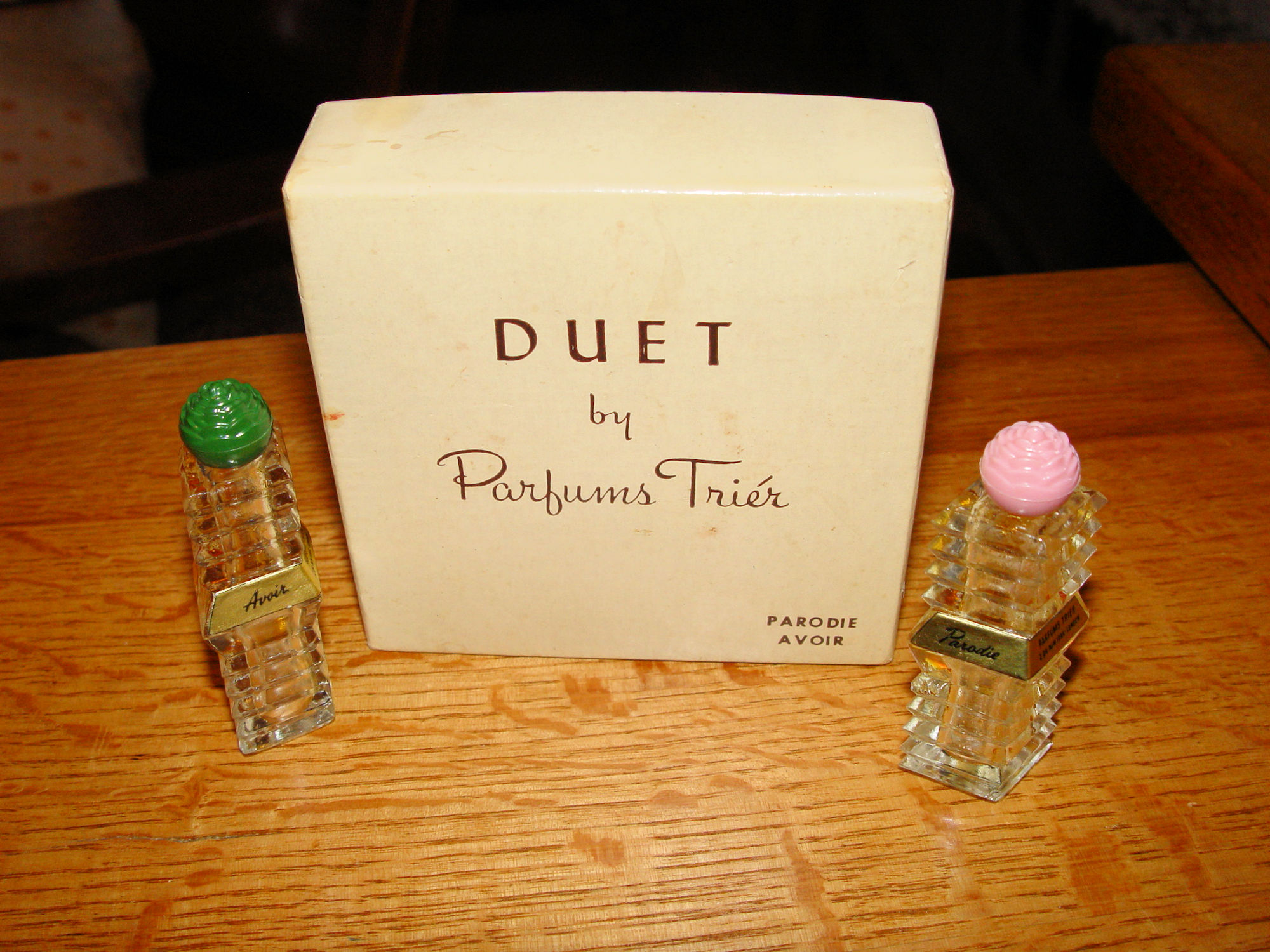 Vintage
                        'Duet' by Parfums Trier, Parodie & Avoir
                        Fragrances - perfume bottles