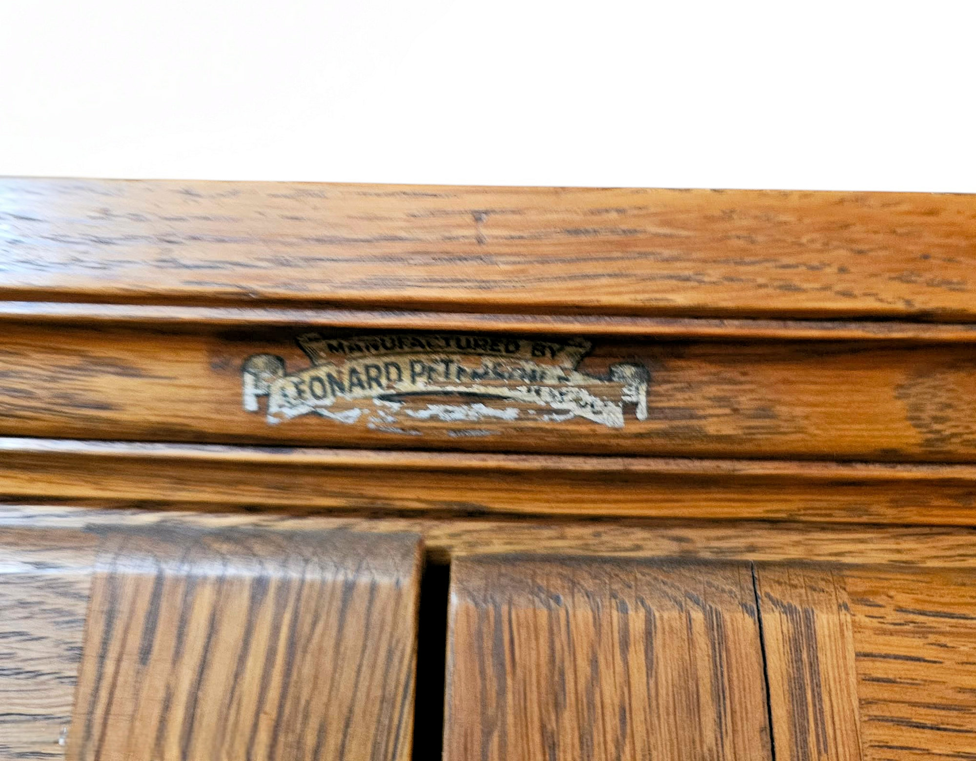 Antique Oak Cupboard with Mullioned Glass Doors