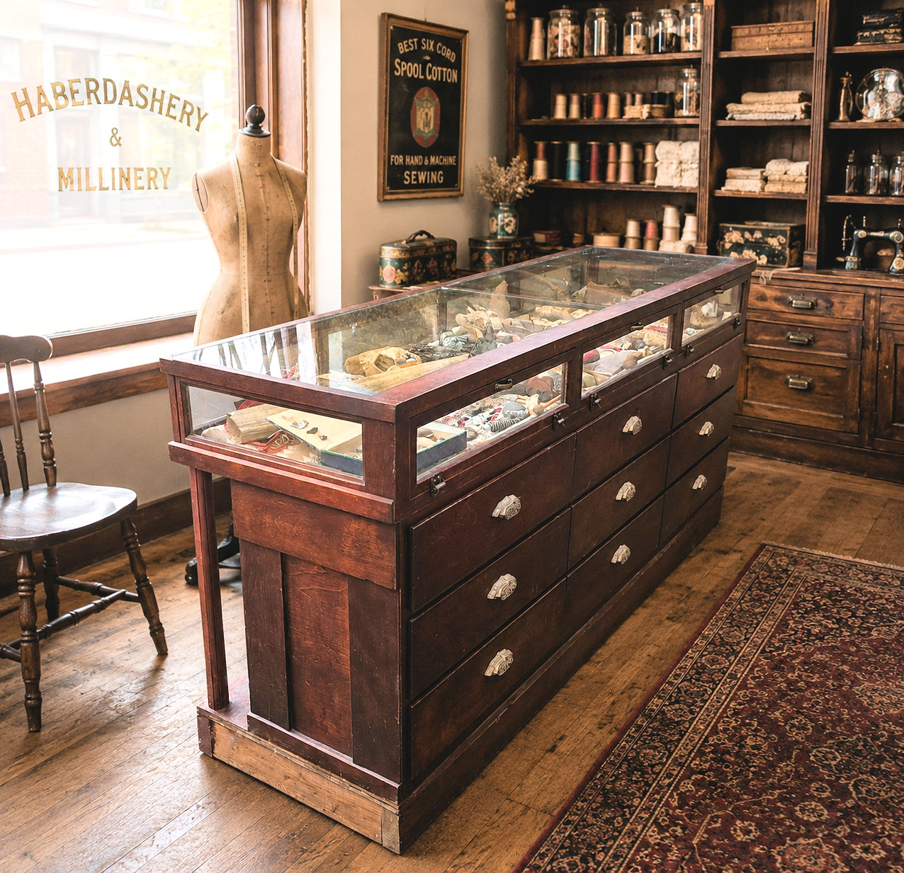 Antique Haberdashery Store Counter Display Case (c.
1890–1915)