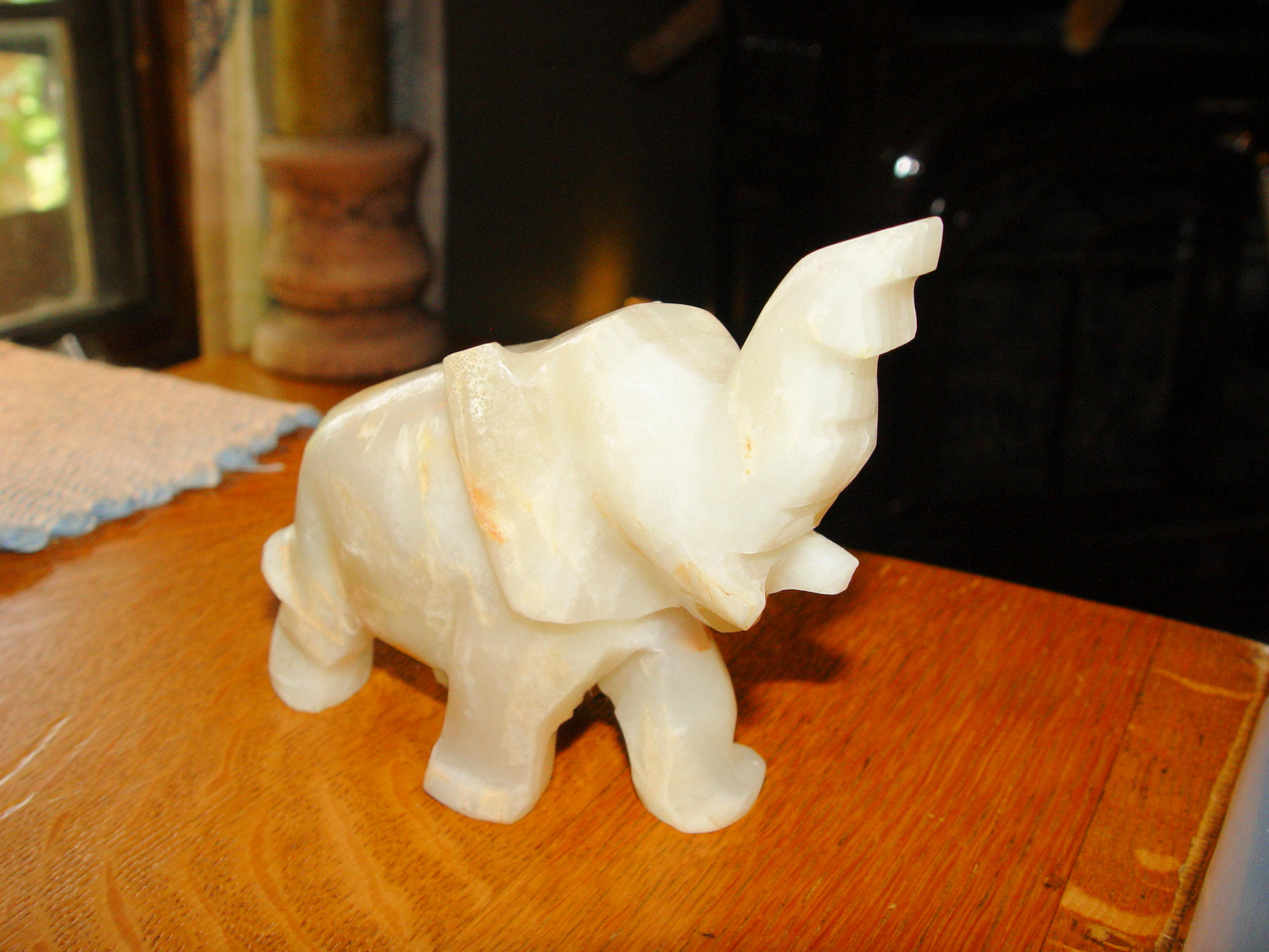 Alabaster Elephant Figurine
                                        - Vintage Mid‑Century Carving
                                        circa 1950s - 60s