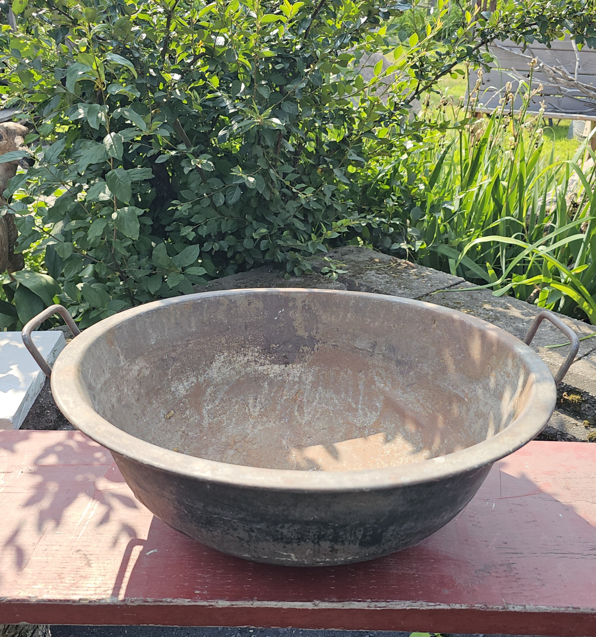 Rustic Logging Camp Kitchenware - Early 19.5"
Steel Double Handled Mixing Bowl