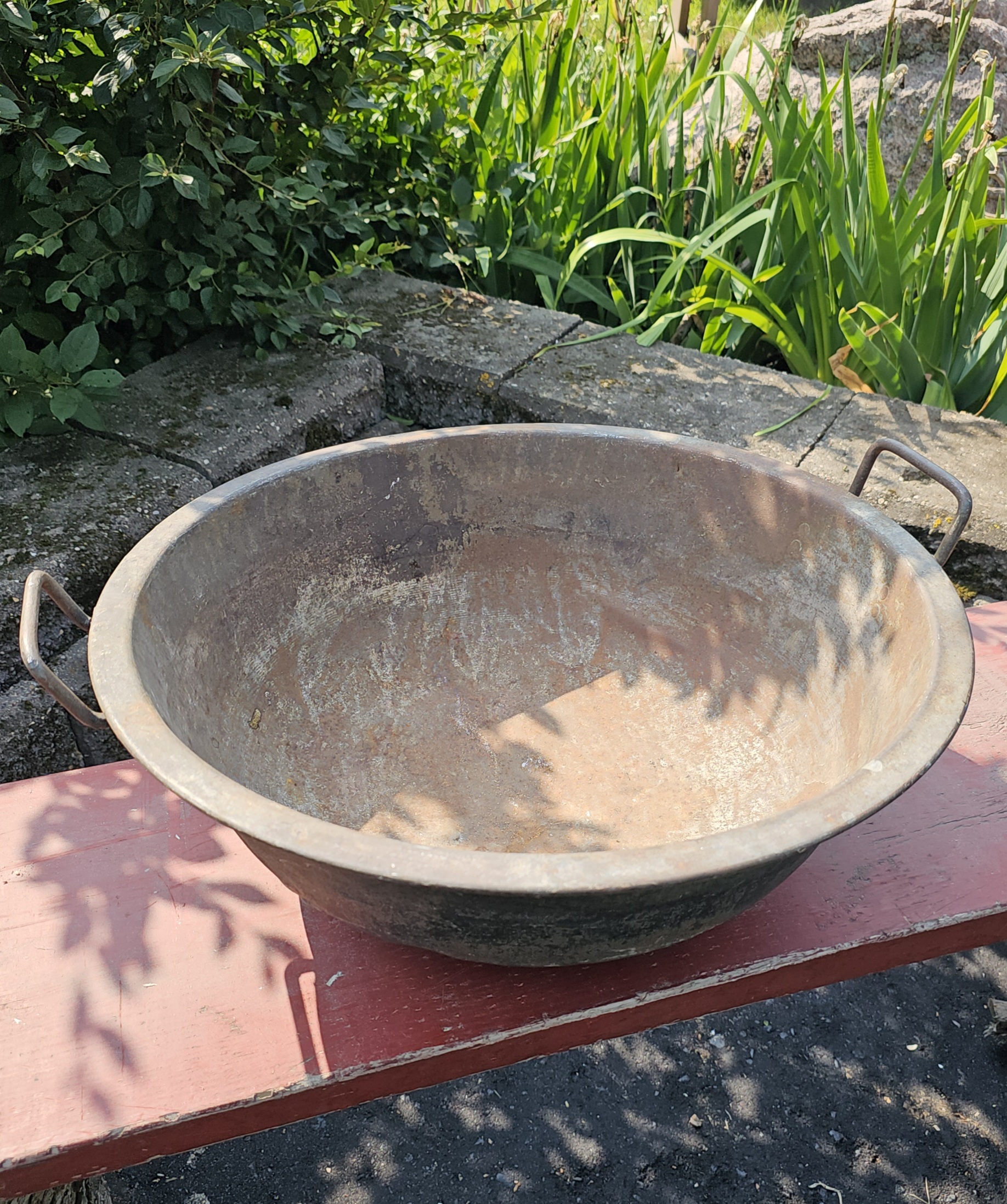 Rustic
                        Logging Camp Kitchenware - Early 19.5"
                        Steel Double Handled Mixing Bowl