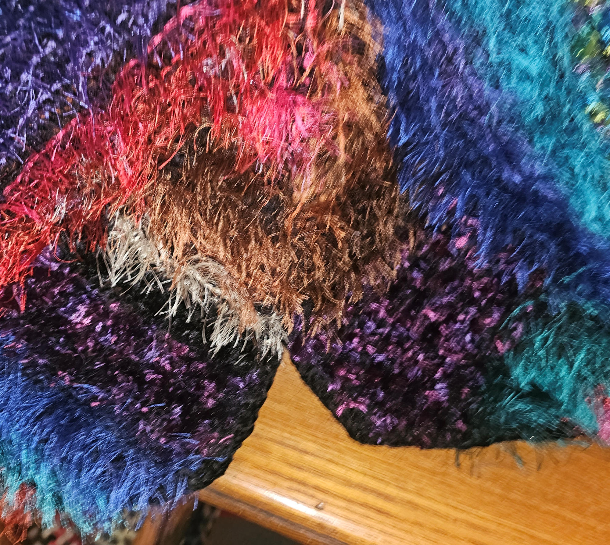 Mid‑Century Handmade Eyelash Yarn Vest – New Mexico
Fiber Art, 1960s Boho Multicolor