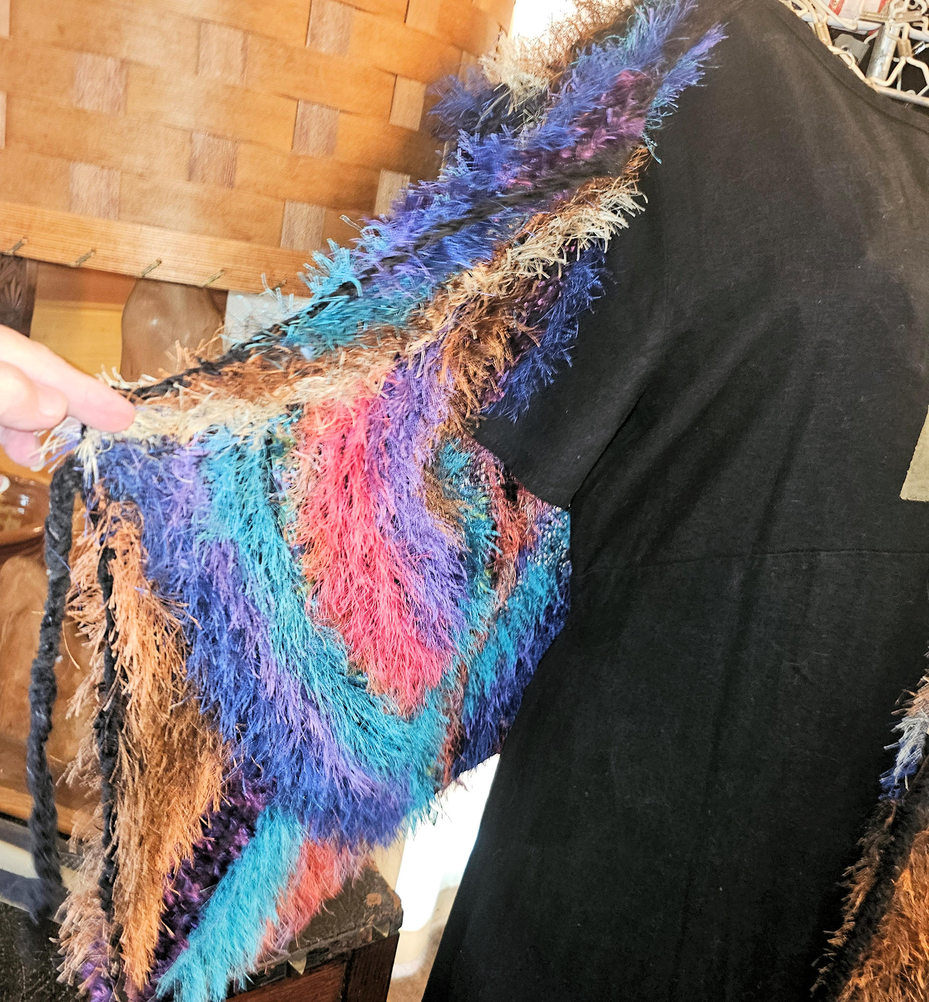 Mid‑Century Handmade Eyelash Yarn Vest – New Mexico
Fiber Art, 1960s Boho Multicolor