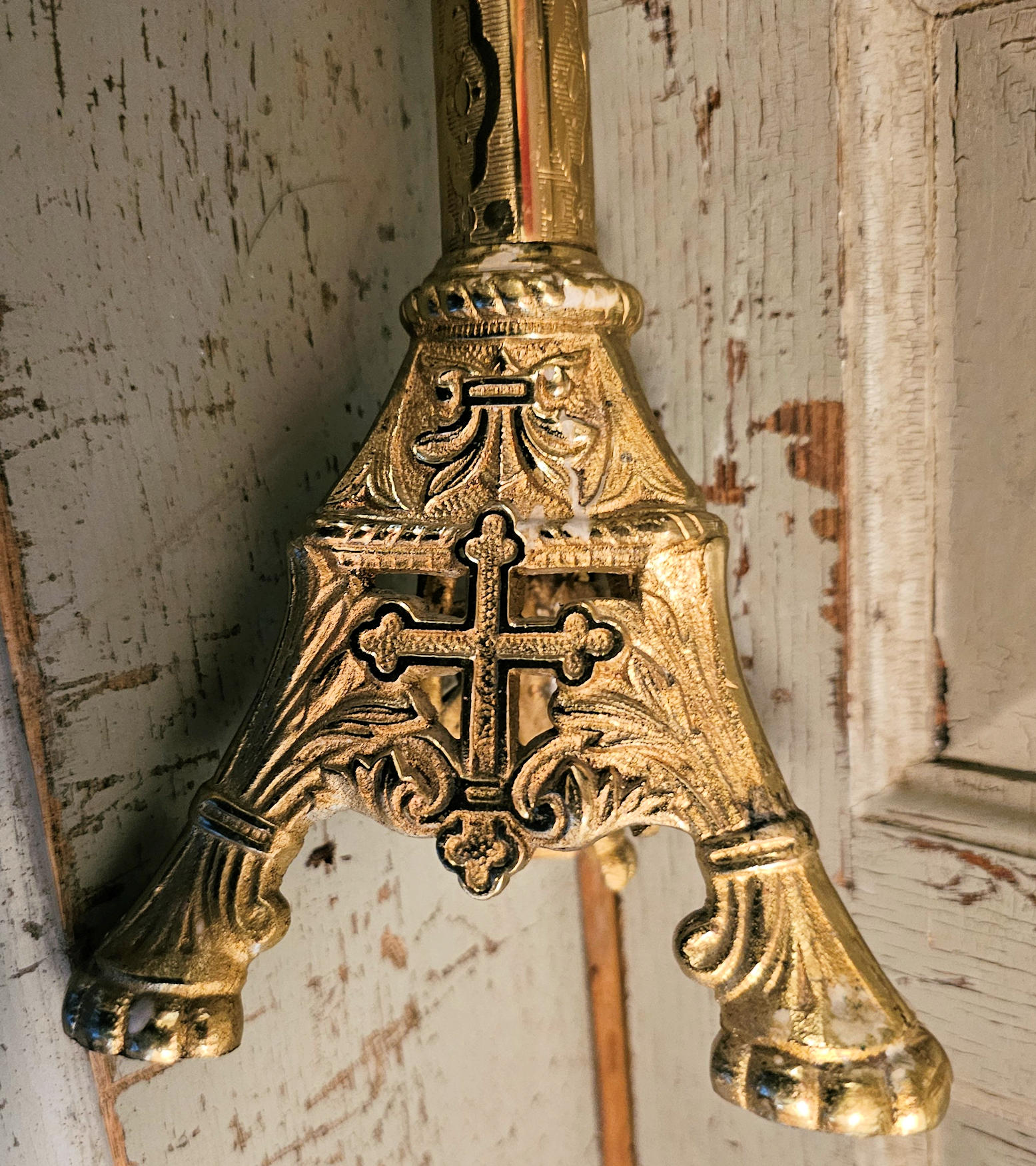 Original Brass Gothic Revival Church Altar
Candlesticks 19.25" tall