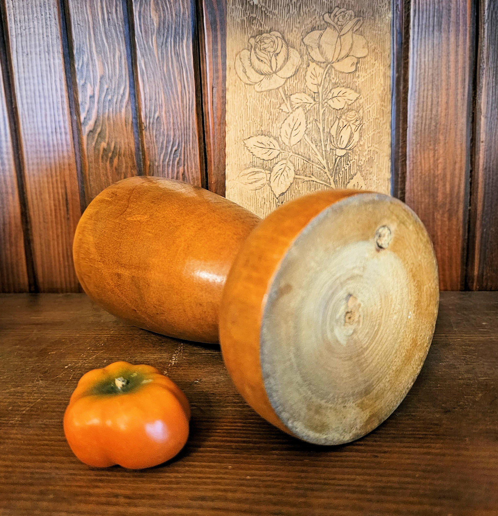 Hand‑Turned Wooden Vase – Primitive Folk Art Form
