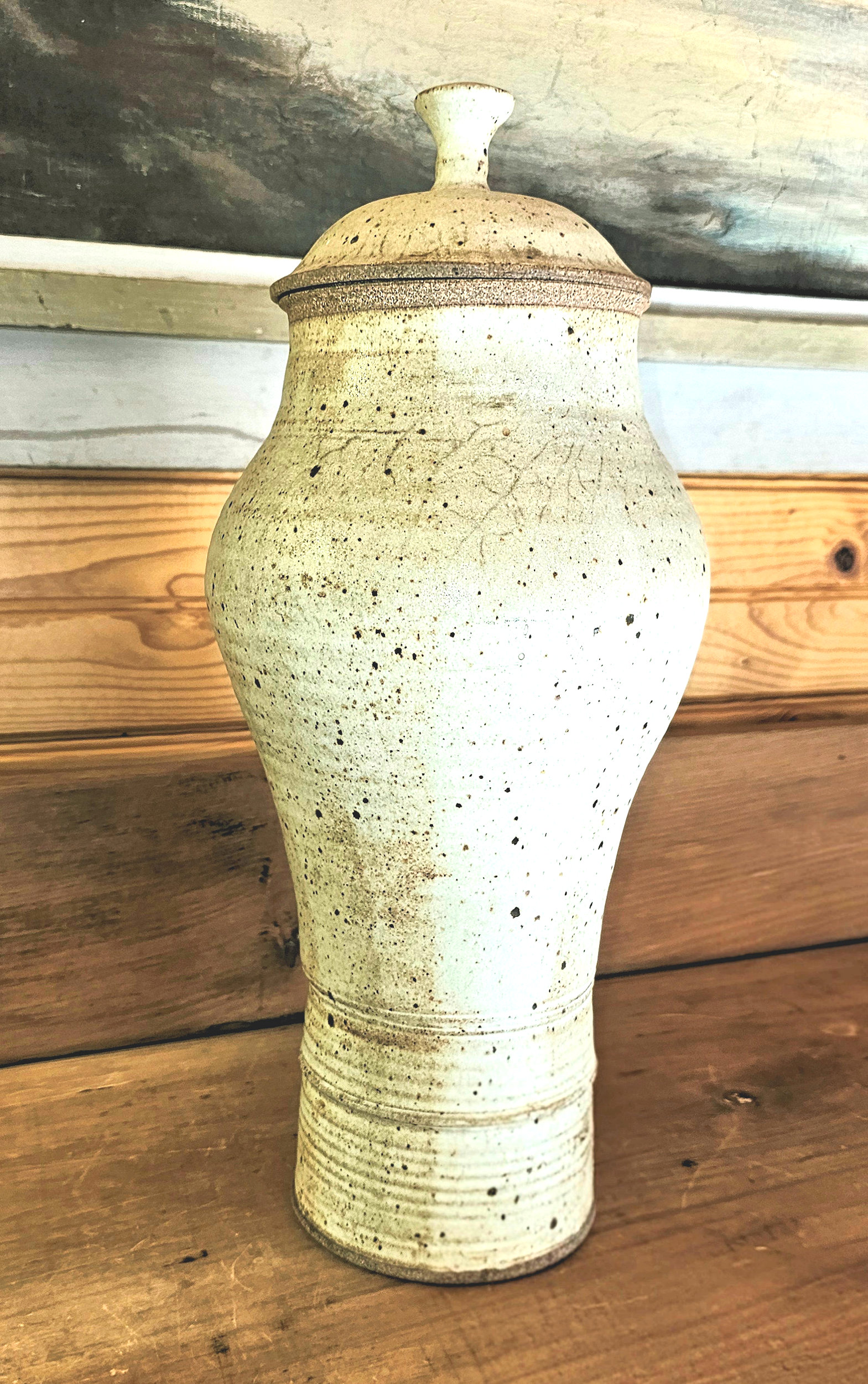 Vintage studio‑crafted stoneware wine or cider
table dispenser