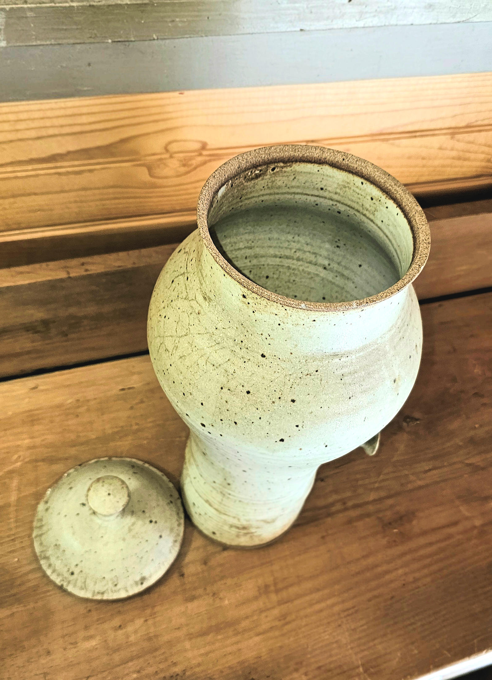 Vintage studio‑crafted stoneware wine or cider
table dispenser