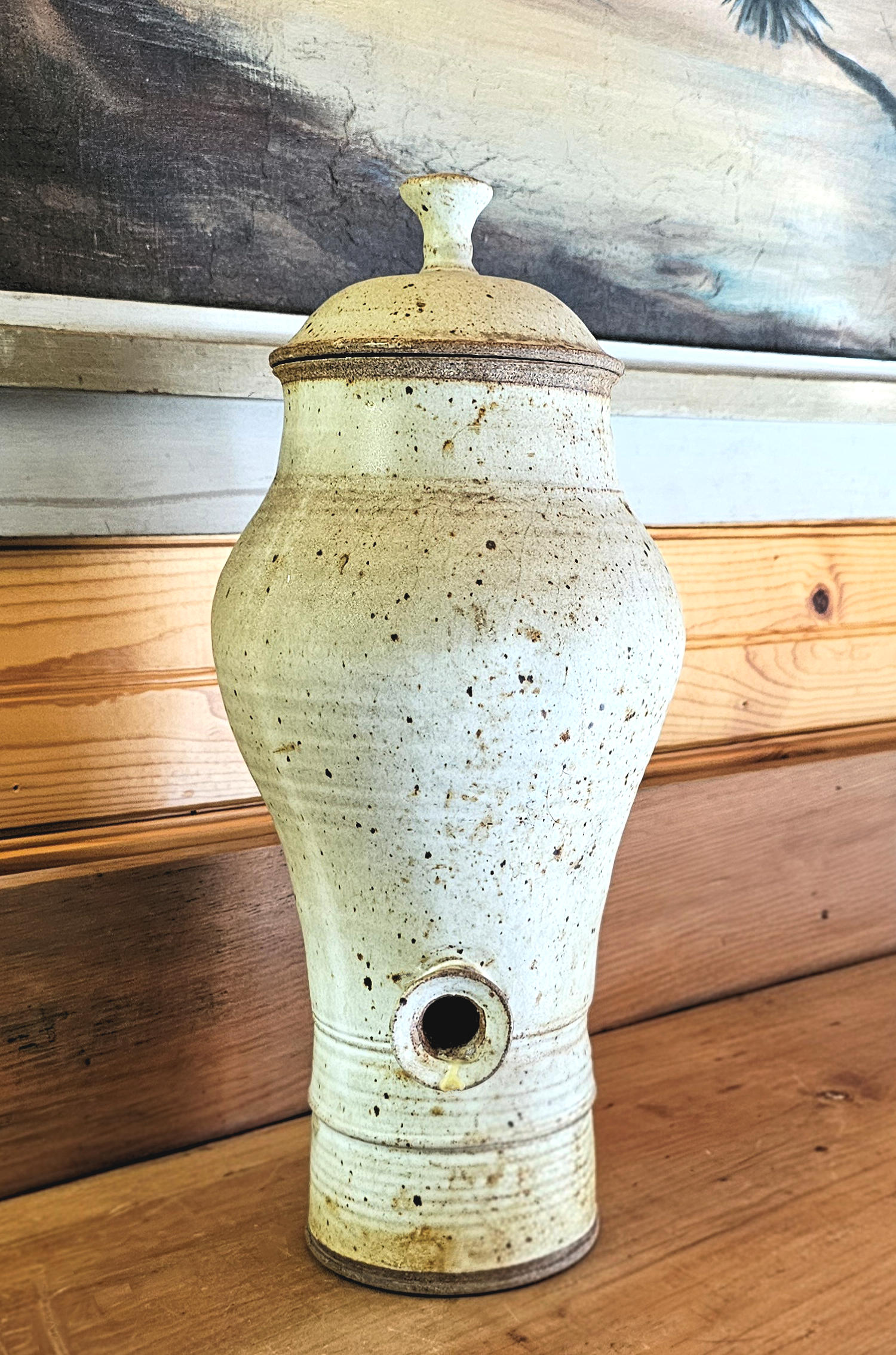 Vintage studio‑crafted stoneware wine or cider
table dispenser