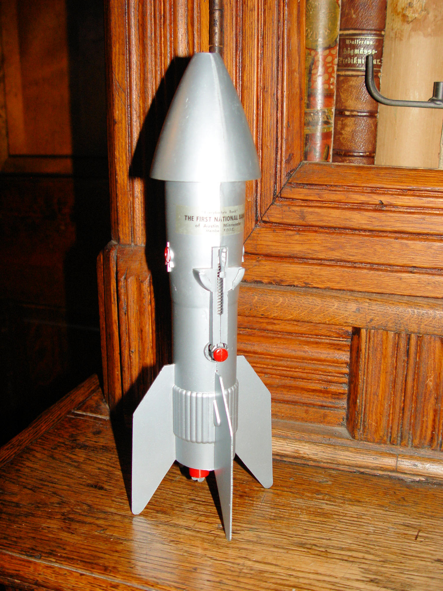 Vintage Astro Mfg. Rocket Bank “A Berzac Creation”
Near Mint - Orig. Key (First National Bank Austin MN)