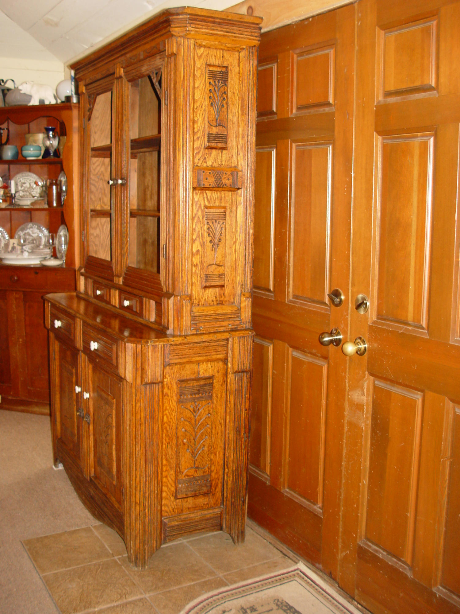 Hand‑Carved Settler’s Cabinet with Tree of Life
Motifs – Bemidji, Minnesota Provenance