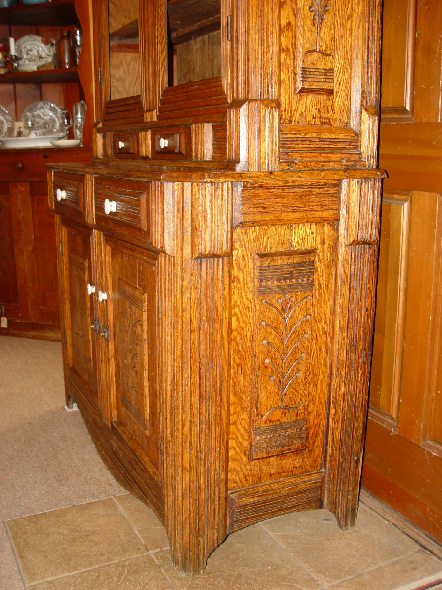 Hand‑Carved Settler’s Cabinet with Tree of Life
Motifs – Bemidji, Minnesota Provenance