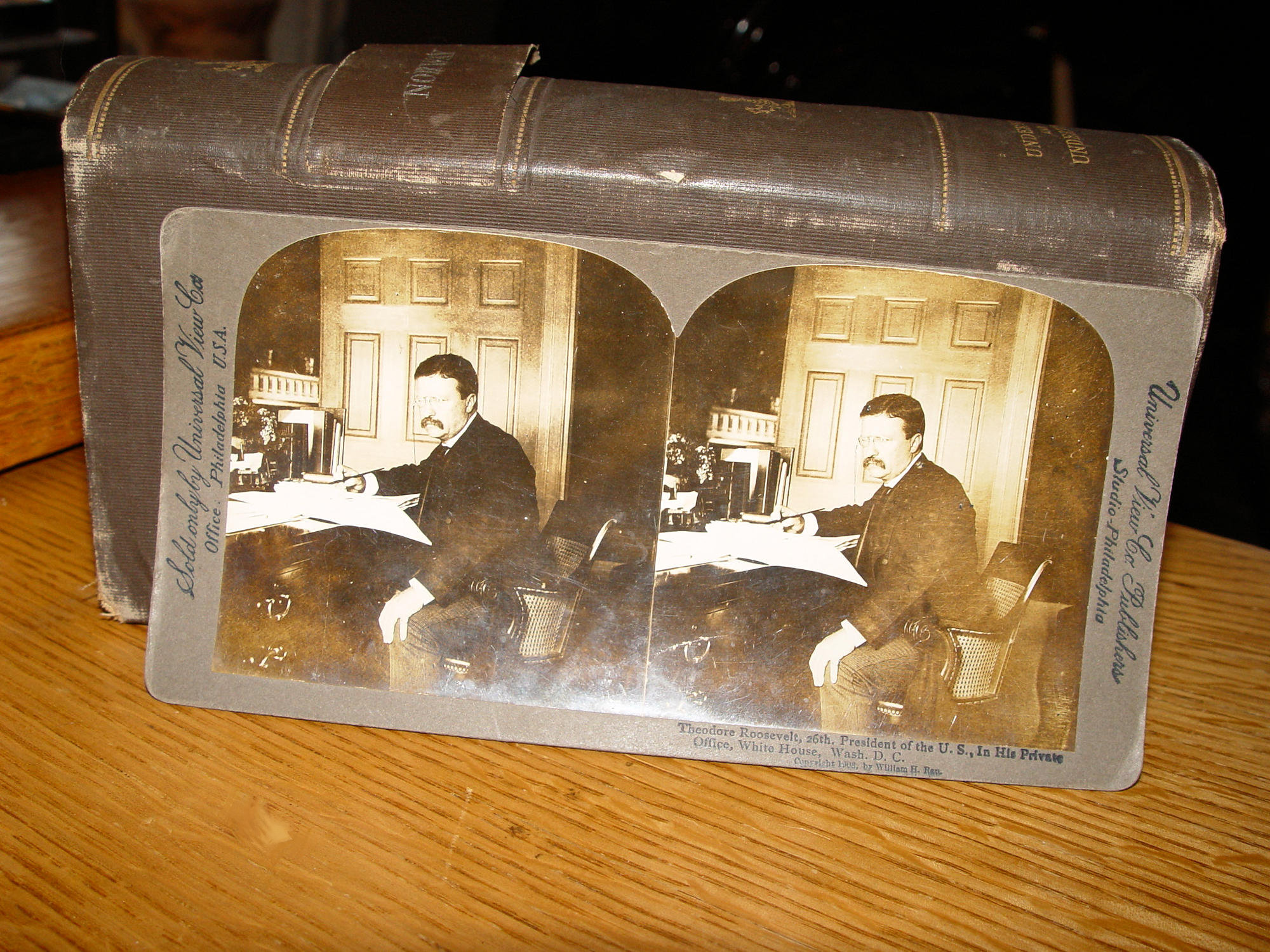 Antique Theodore Roosevelt Stereoscope Card 1903
White House Private Office Photo