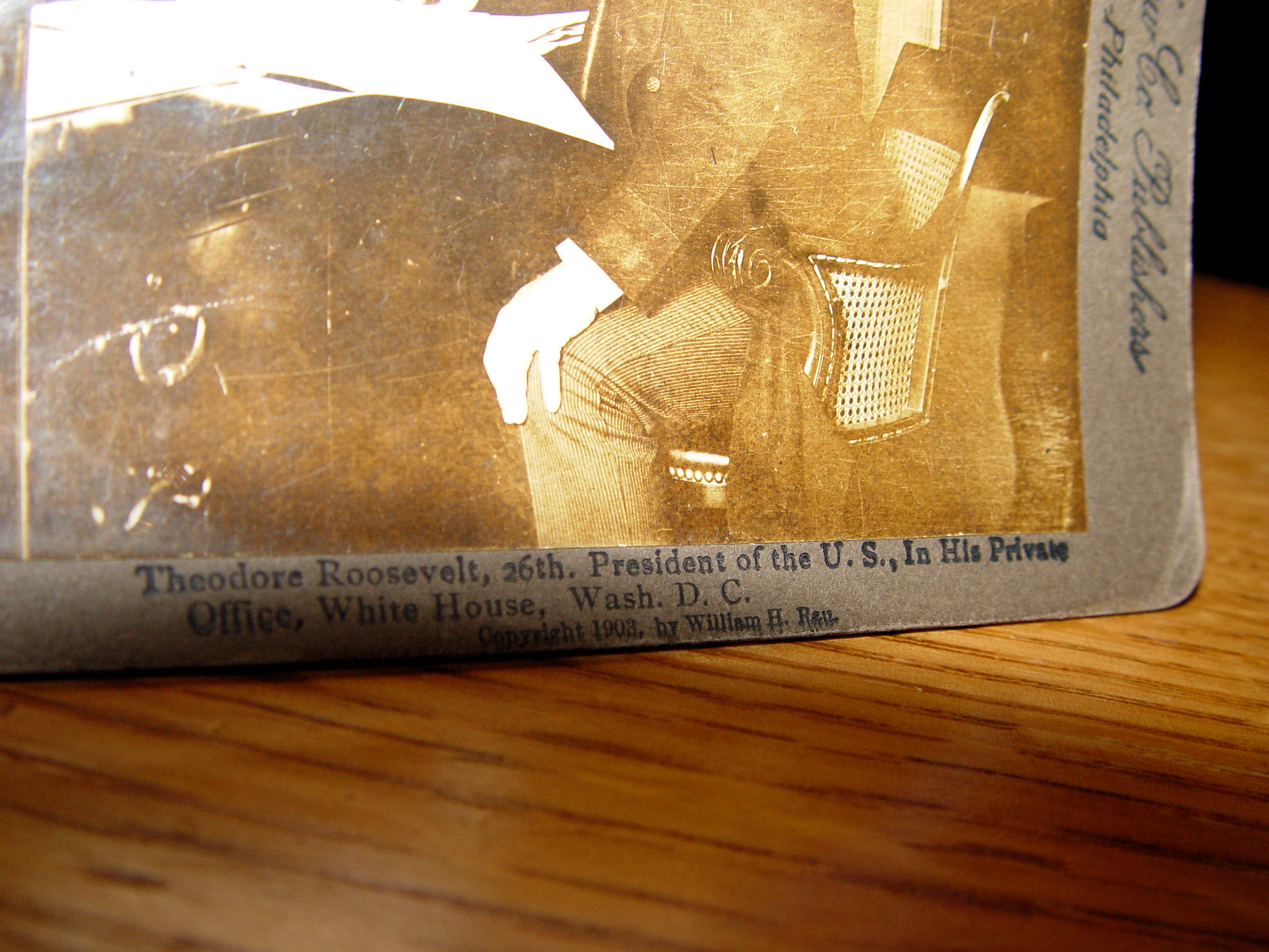 Antique Theodore Roosevelt Stereoscope Card 1903
White House Private Office Photo