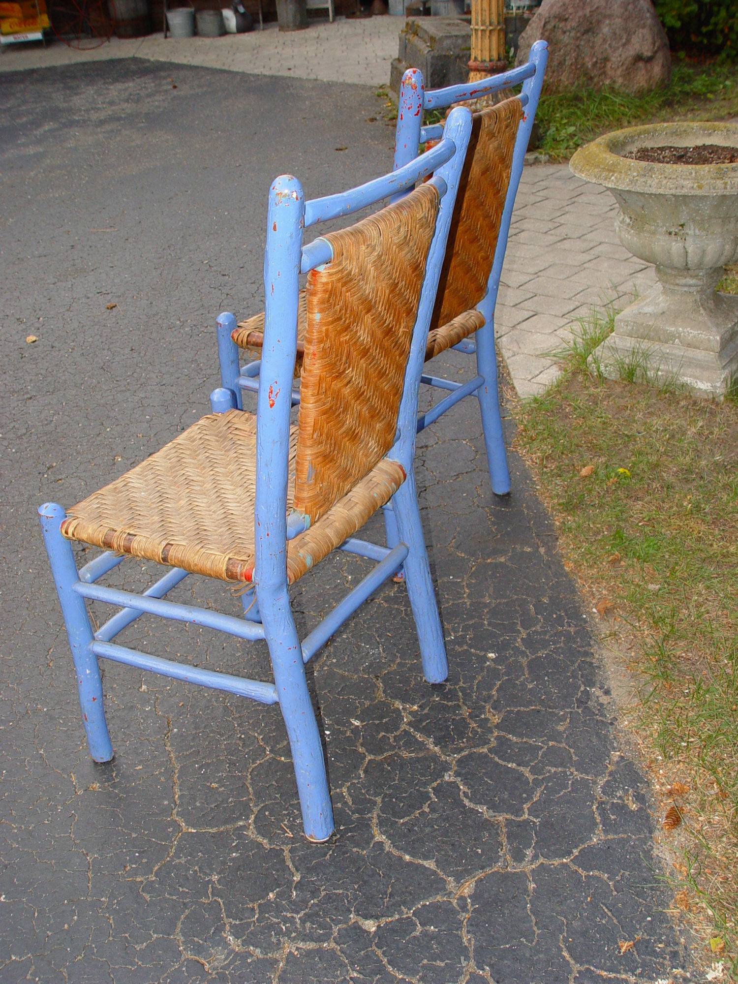 Old Hickory Side Chairs, Painted Robins Egg Blue
                Martinsville, Indiana