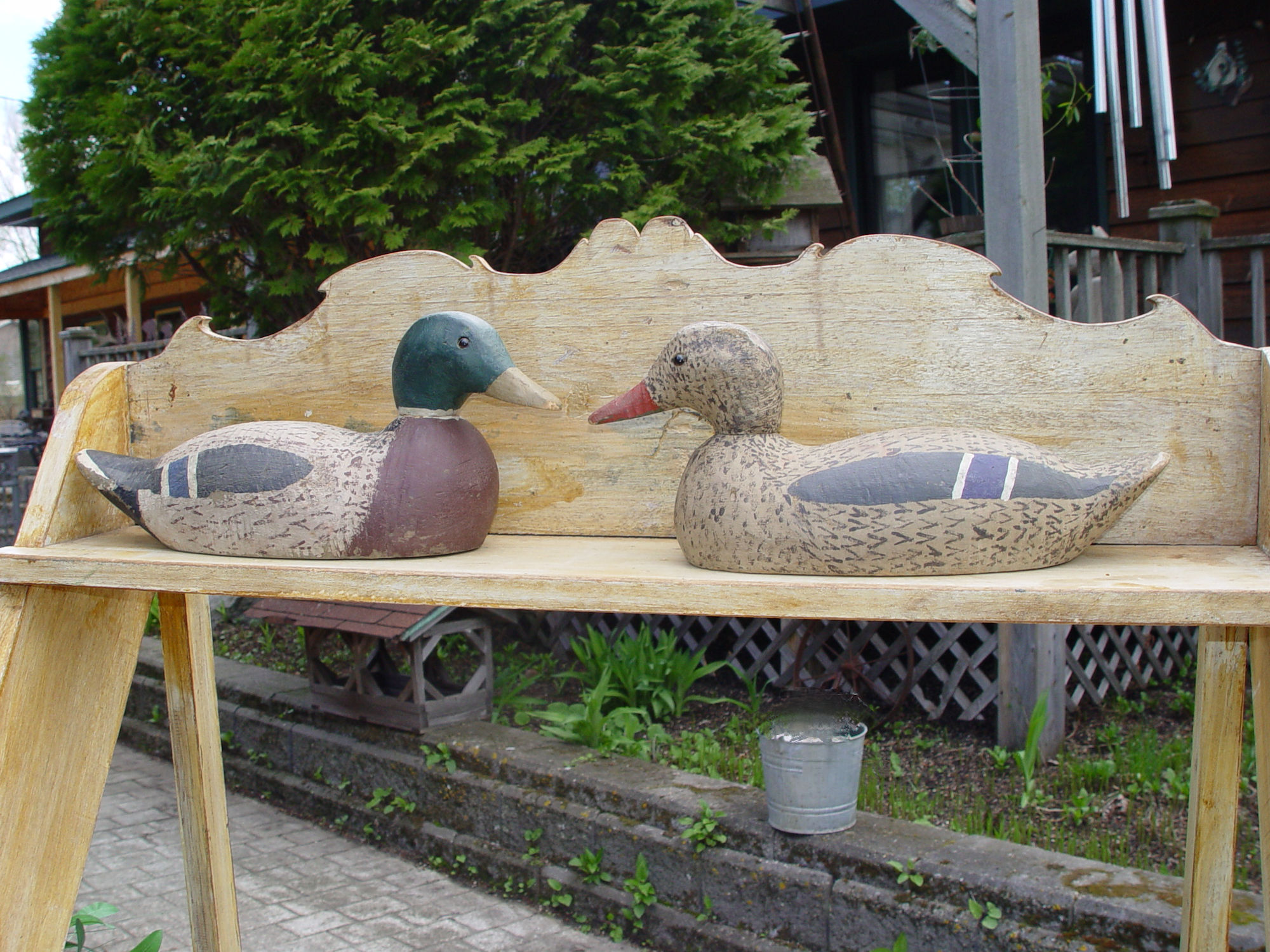 Animal Trap
                        Mallard Drake and Hen Duck Decoy Pair, Glass
                        Eyes c. 1940's