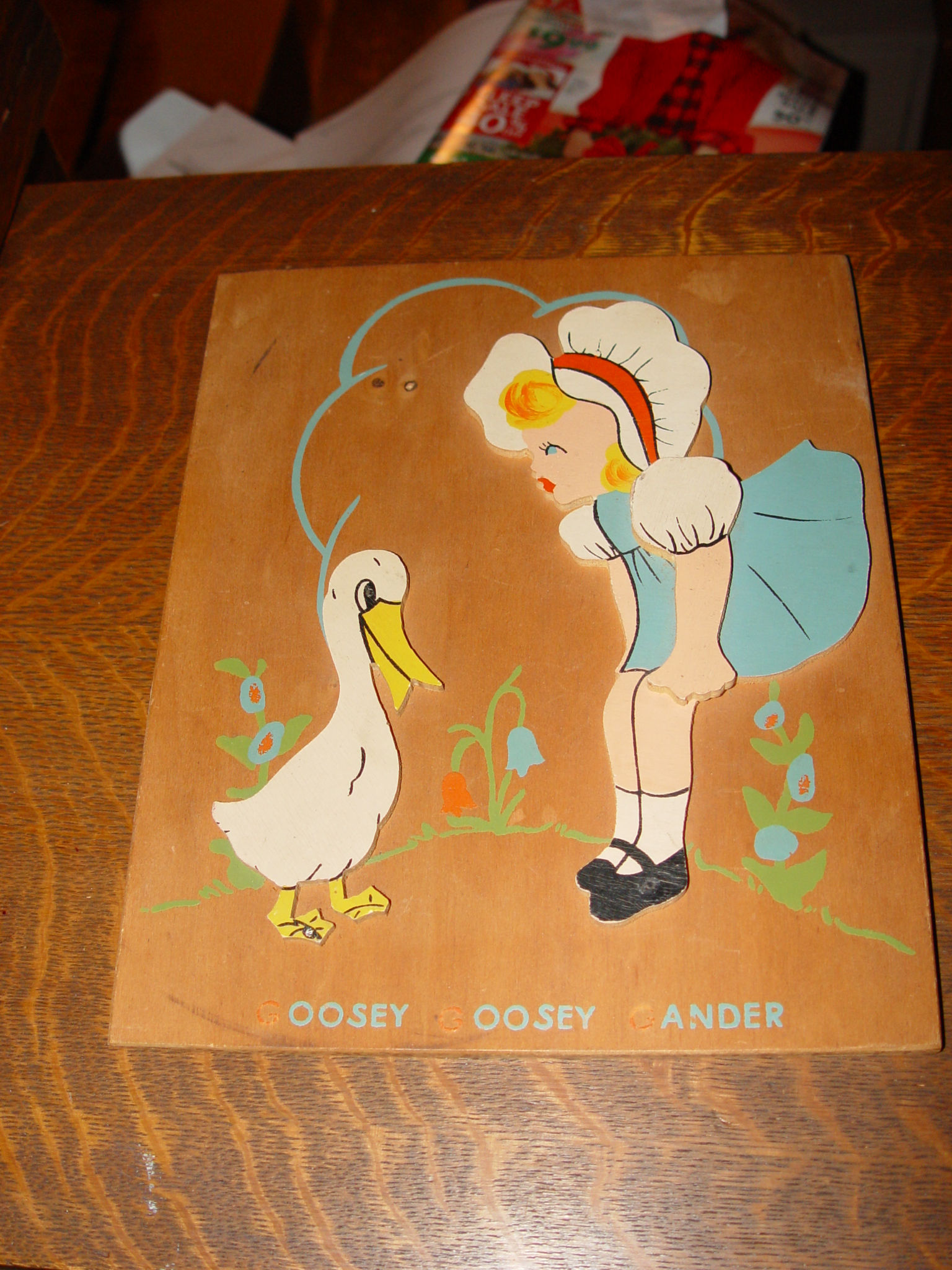 3D Vintage Goosey, Goosey
                                        Gander, wood cut out Nursery
                                        Rhyme, wall plaque