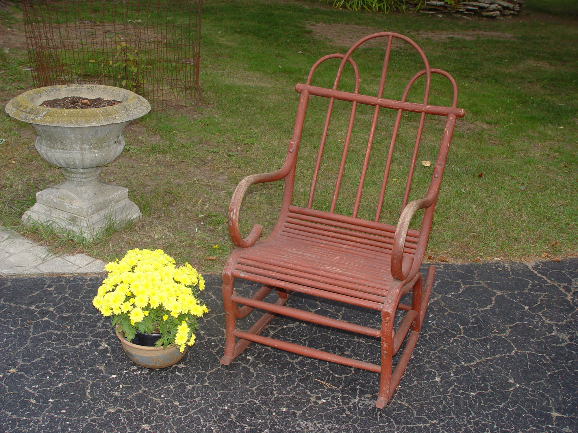 Original
                        American Twig Adirondack Rocking Chair Salmon
                        Painted Bentwood w/ Slatted Seat