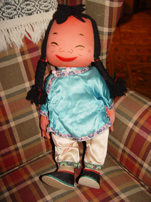 Mei Mei Styled Doll,
                                        Vintage Asian Satin Dressed Doll
                                        1940s